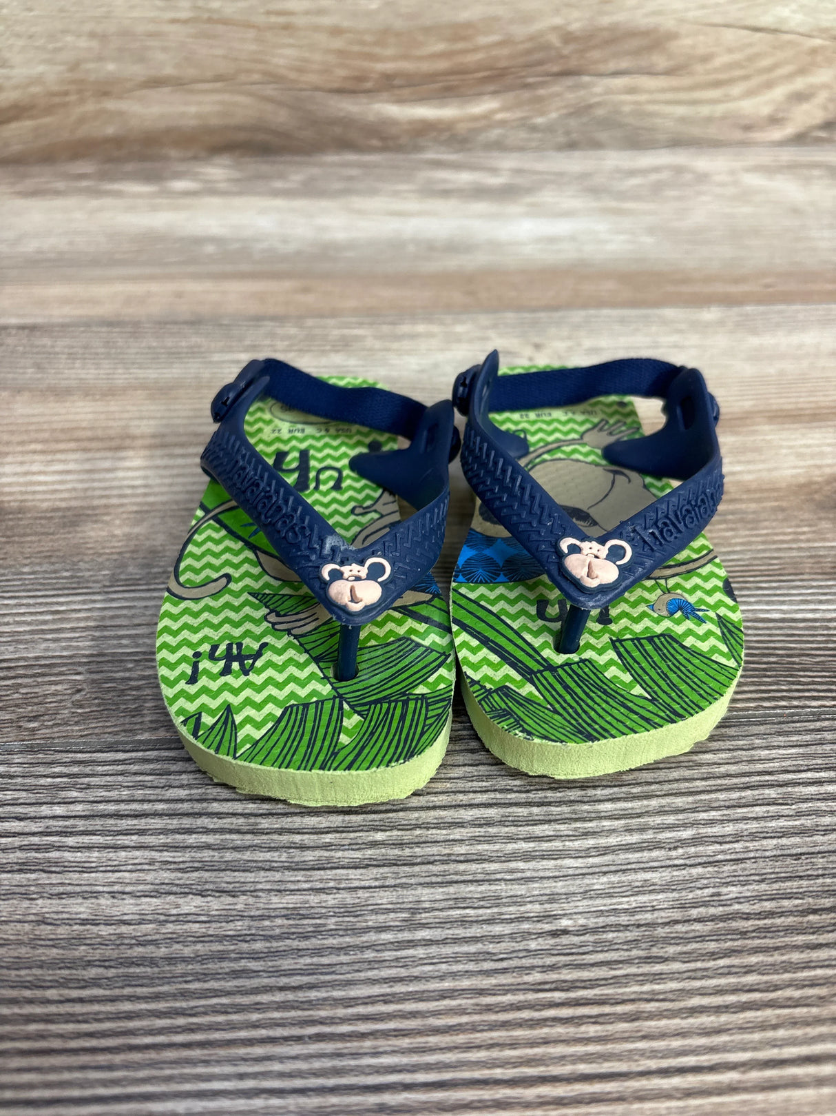 Havaianas Monkey Print Flip Flops Green sz 5c