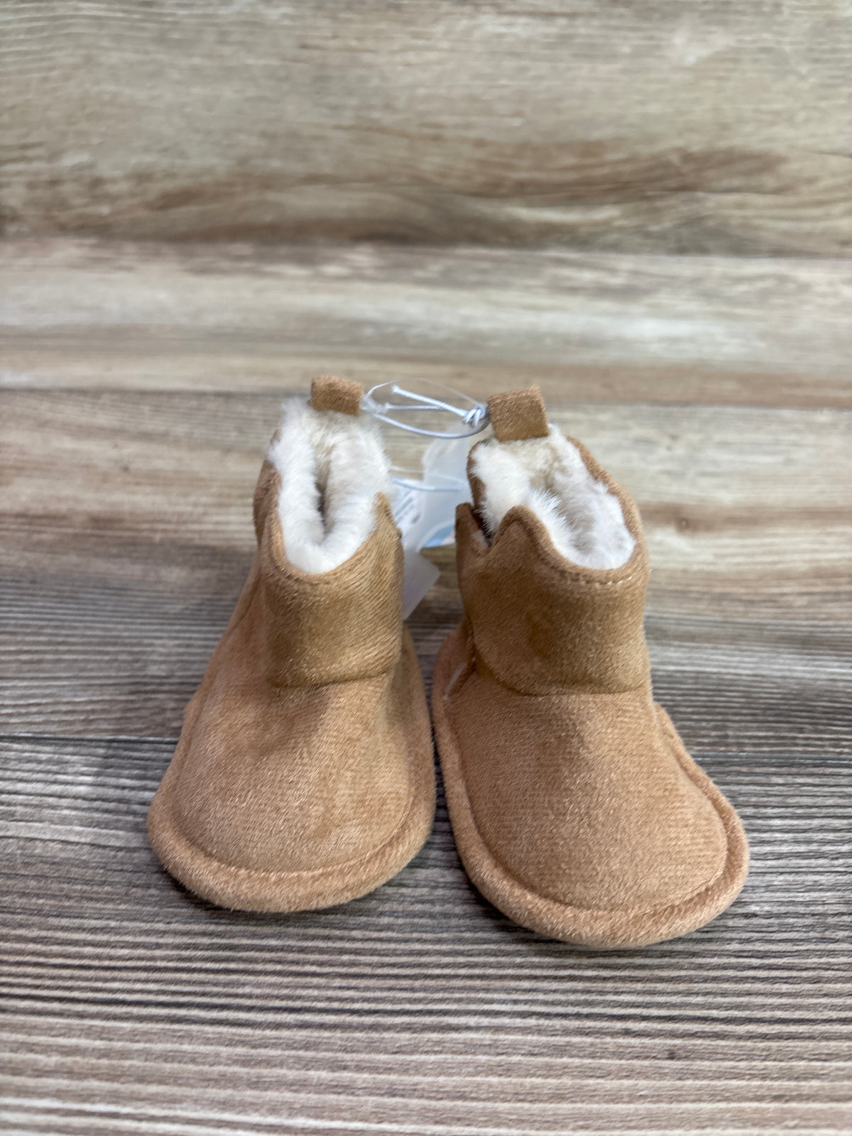 NEW Cat & Jack Faux-Fur Suede Booties Tan sz 1/2c (0-3m)