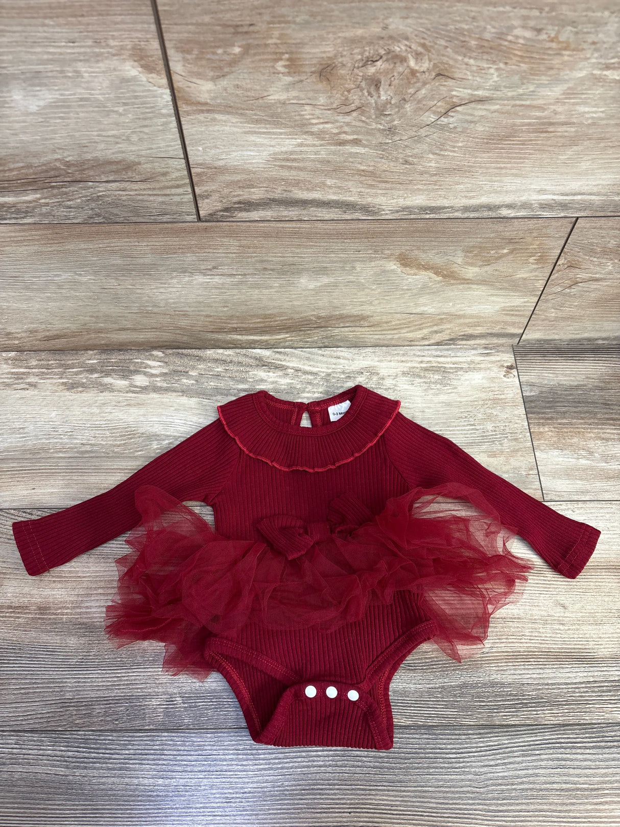 Ribbed Tulle Bodysuit Tutu Burgundy sz 0-3m