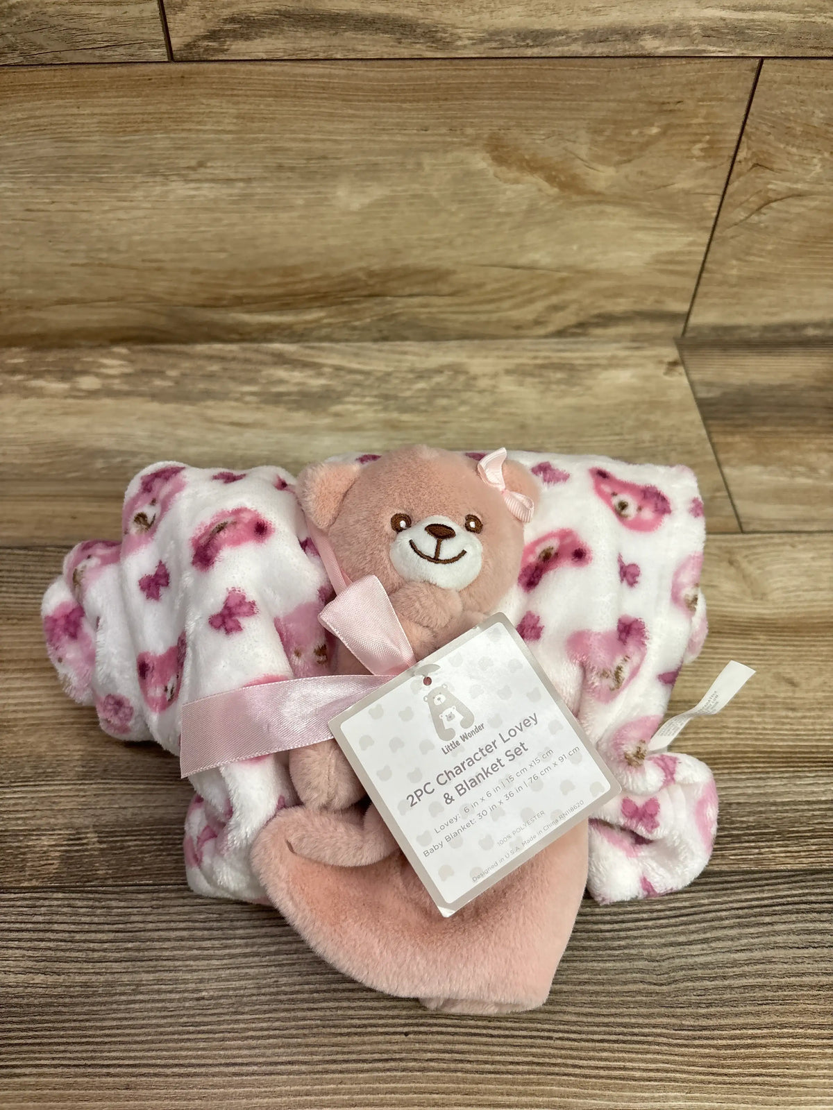 NEW Little Wonder 2pc Bear Blanket & Lovey Set Pink