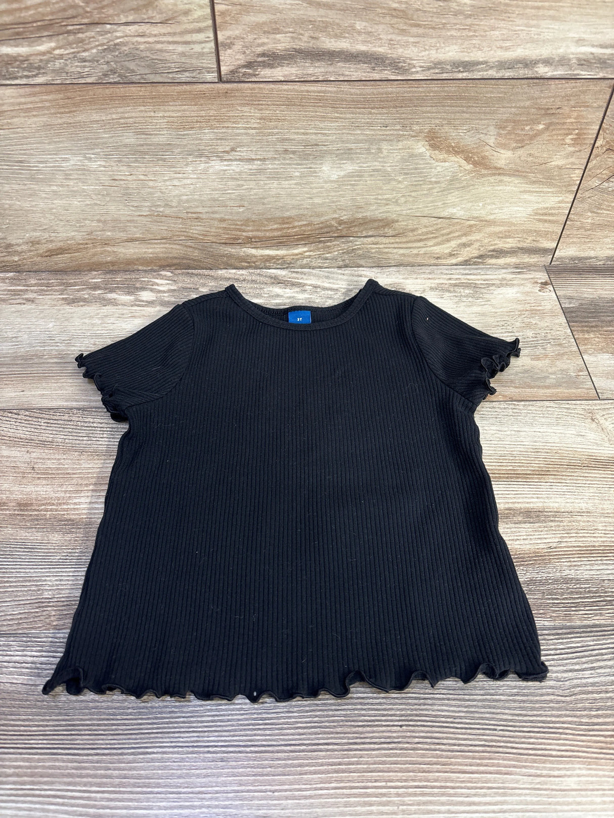 Old Navy Ribbed Lettuce Trim Shirt Black sz 3T
