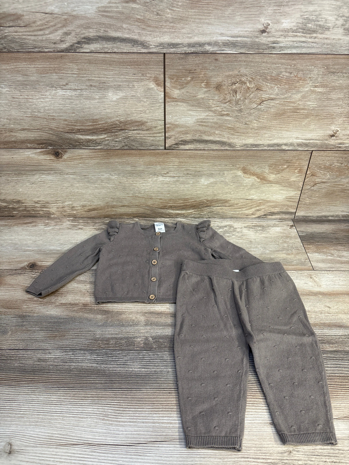 Carter's 2pc Textured Button Front Cardigan Taupe sz 9m