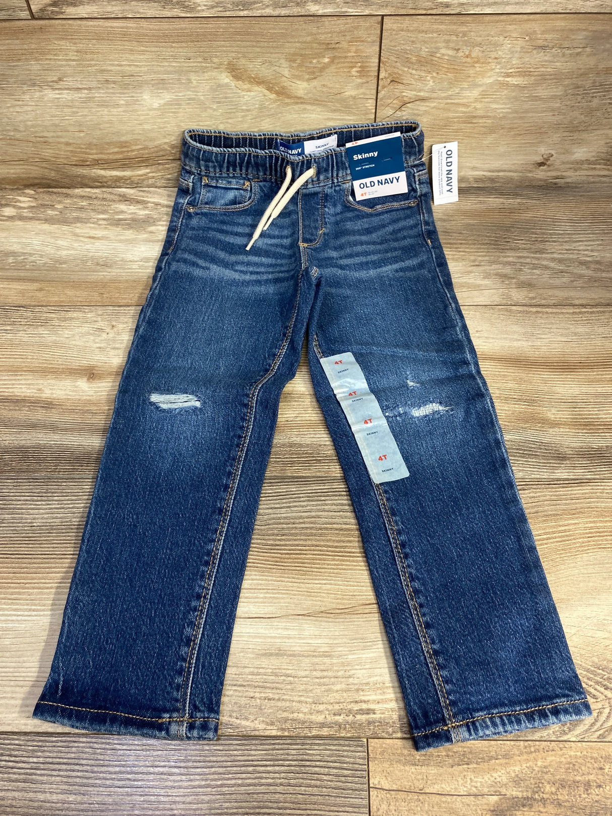 NEW Old Navy Distressed Drawstring Skinny Jeans Blue sz 4T