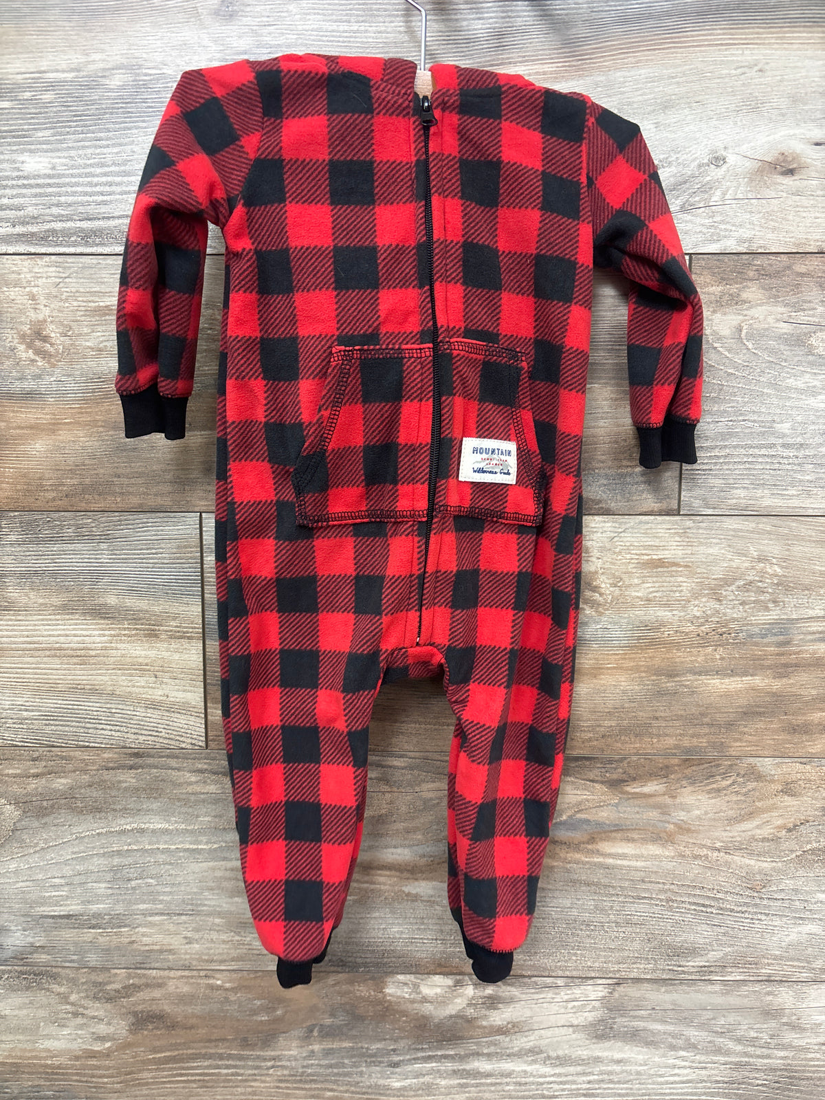 Shein Plaid Fleece Sherpa Lined Hooded Coverall Red sz 12-18m