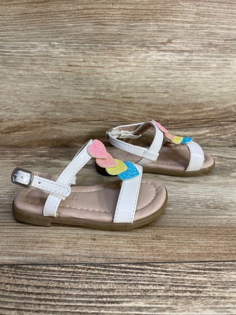 Children's Place Glitter Rainbow Heart Sandals White sz 4c - Me n Mommy To Be