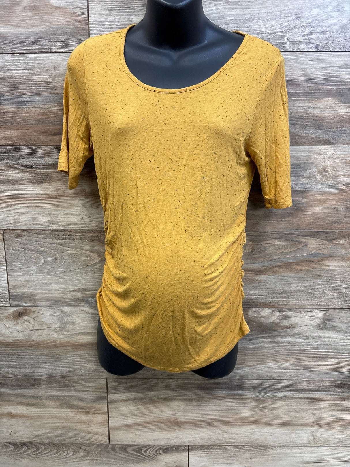 Sonoma Maternity Ruched Short Sleeve Shirt Yellow sz Medium