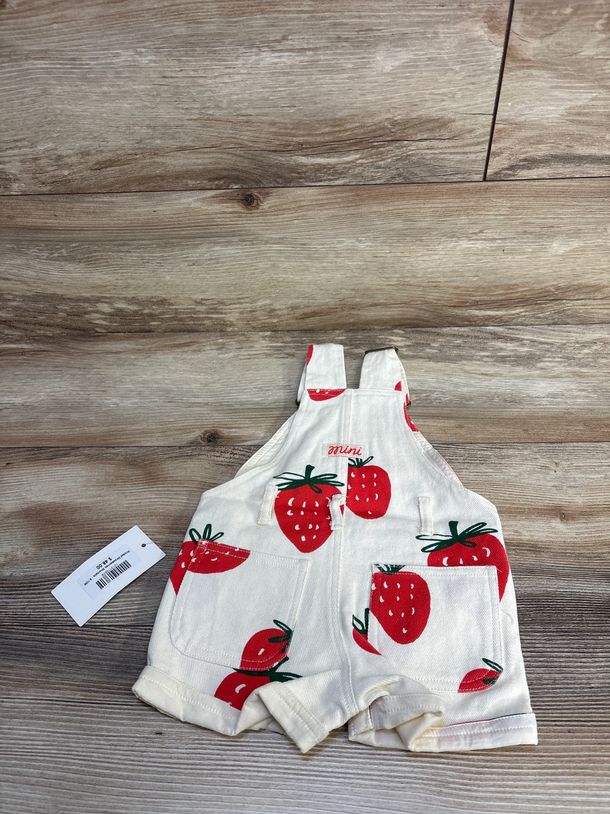 NEW Stay Curious Mini Wonder Strawberry Shortalls Ivory sz 6-12m
