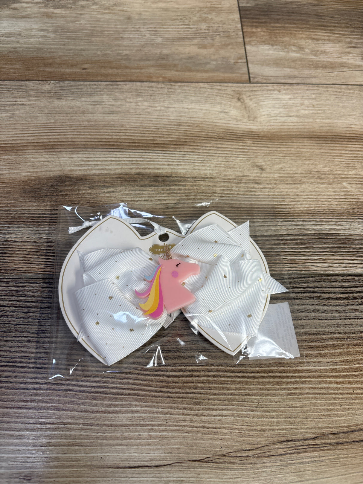 NEW Mud Pie Unicorn Head Acrylic Bow White