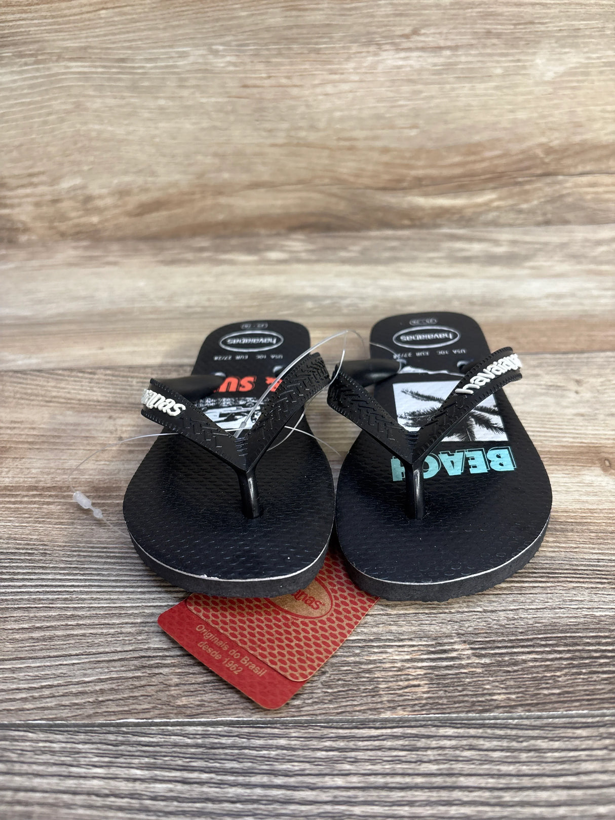 NEW Havaianas Flip Flops Beach & Surf Black sz 10c - Me n Mommy To Be
