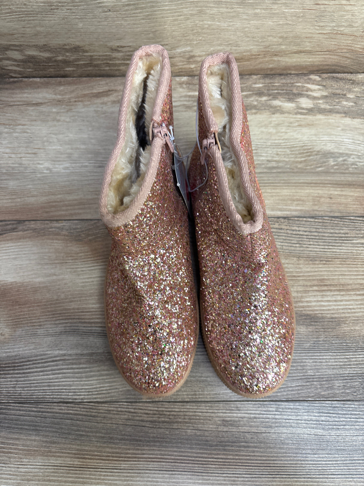 NEW Cat & Jack Holland Shearling Style Boots Rose Gold Sz 5Y