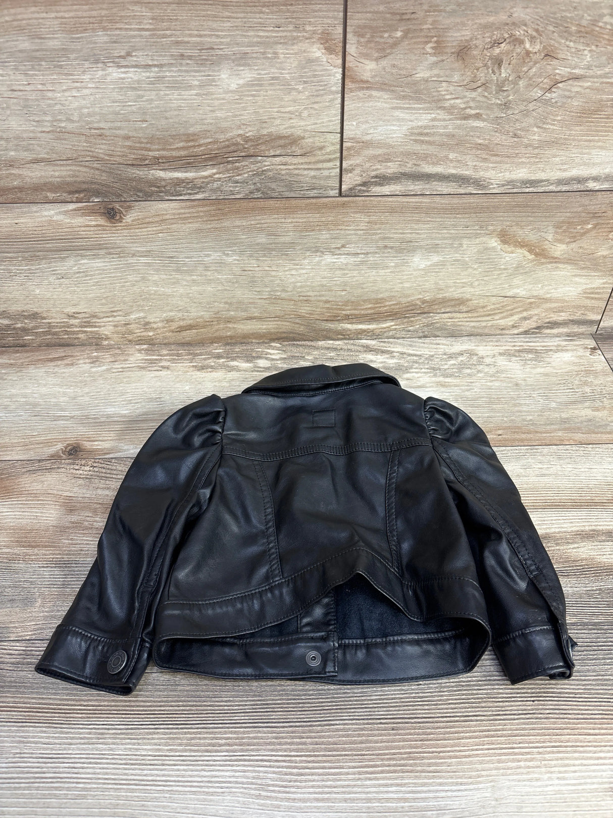 Baby Gap Puff Sleeve Vegan Leather Jacket Black sz 18-24m