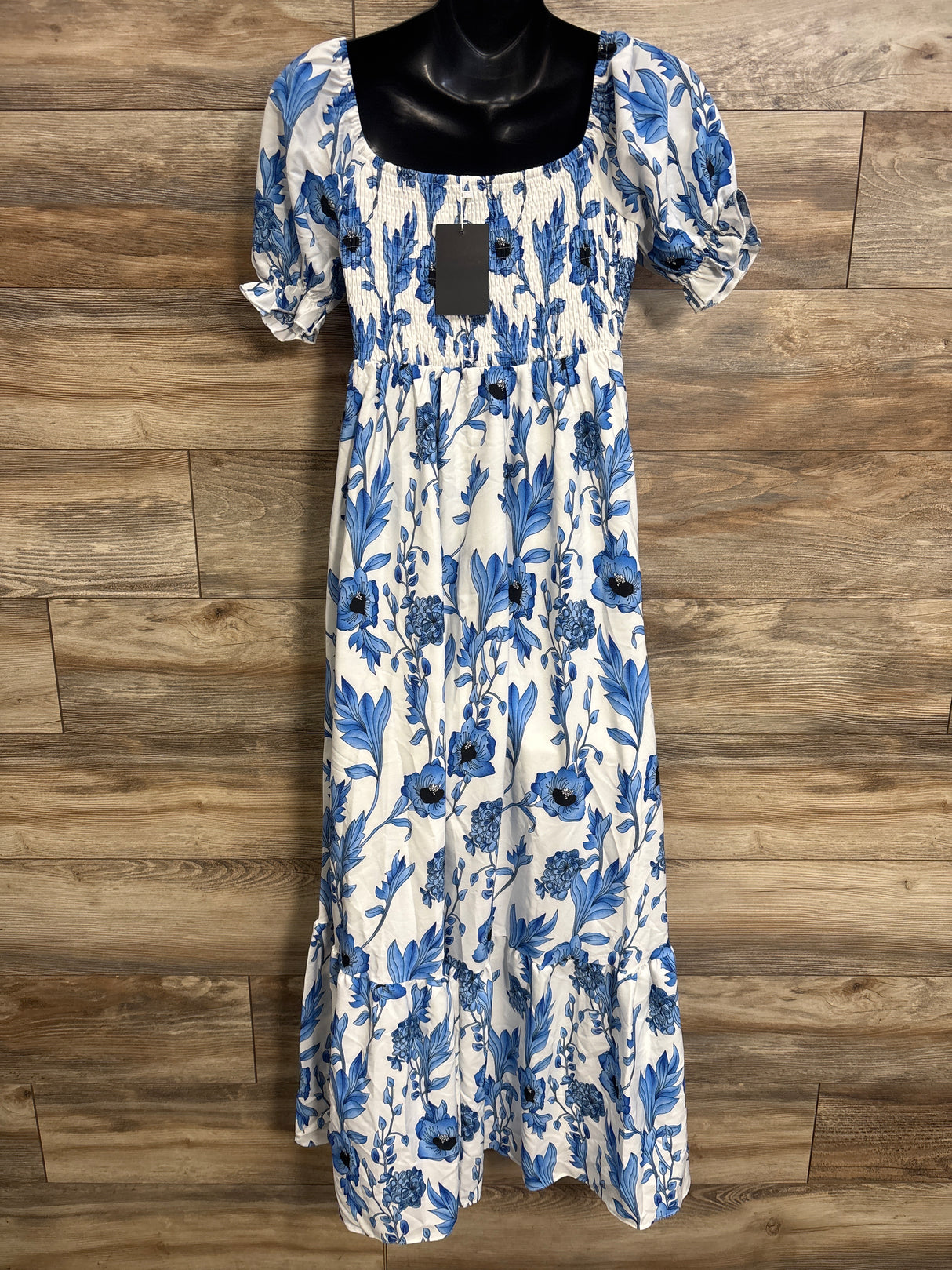 NEW Pinup Fashion Maternity Floral Smocked Maxi Dress White sz Small/Medium