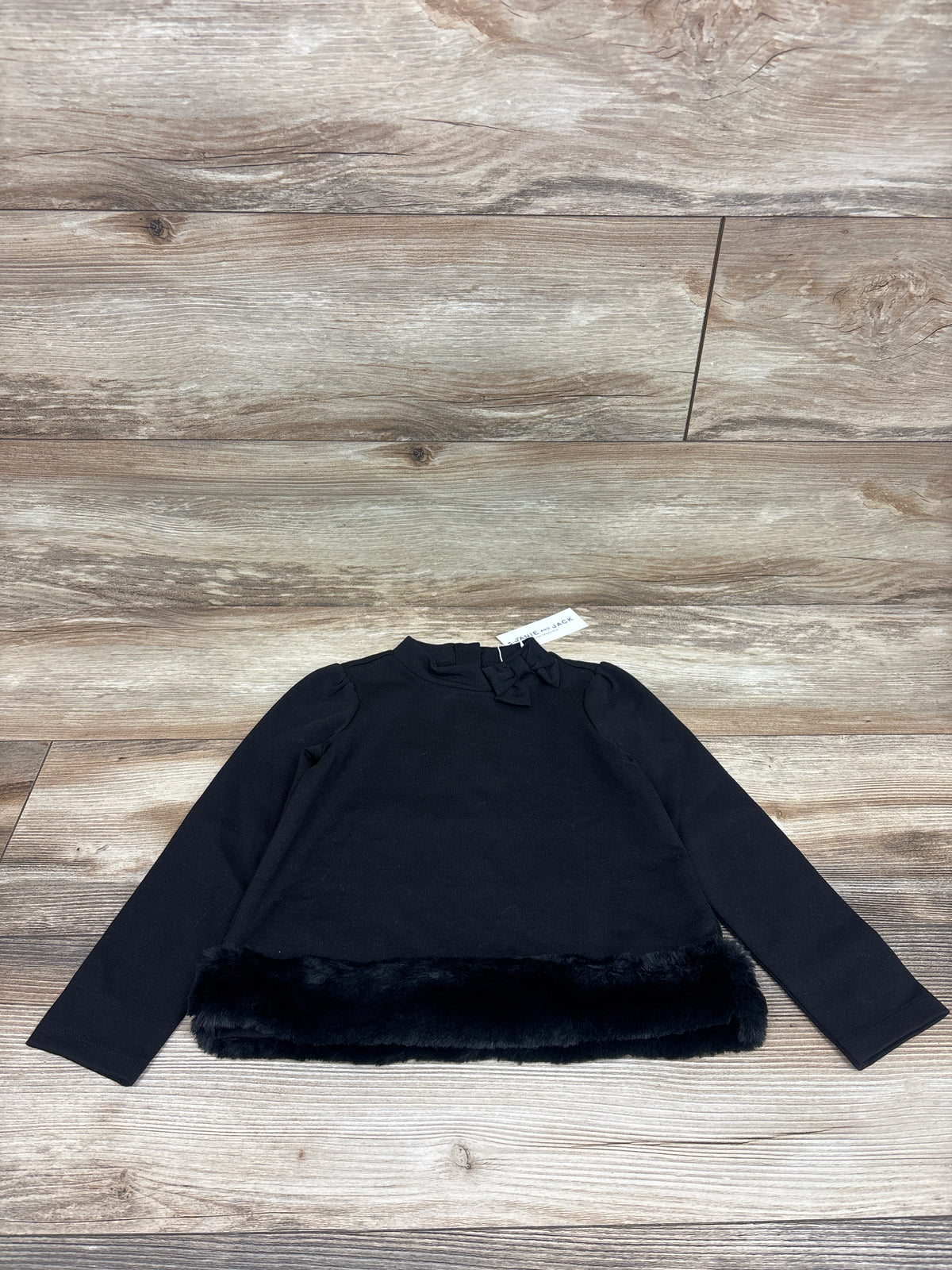 NEW Janie & Jack Faux-Fur Trim Ponte Top Black sz 4T