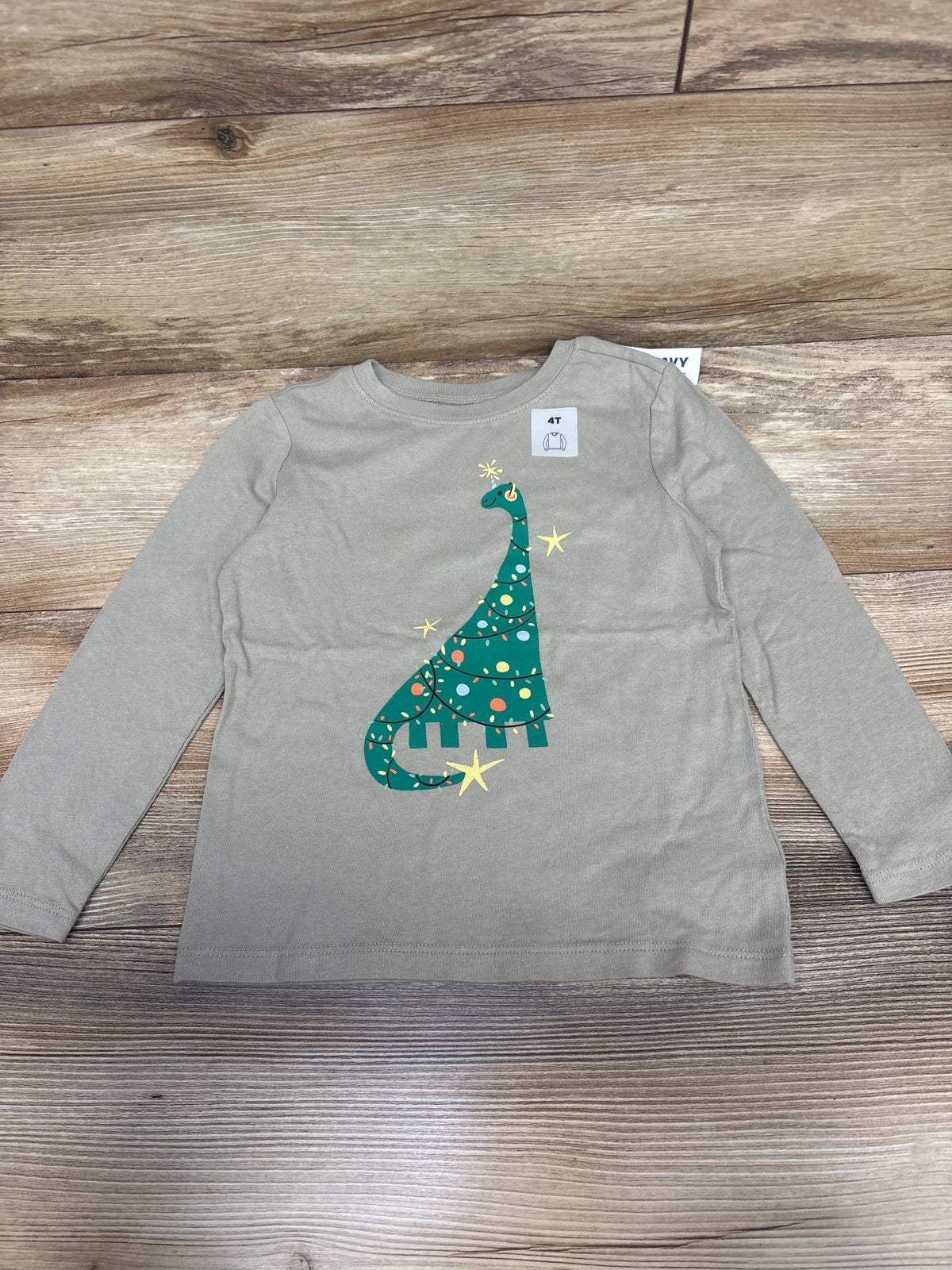 NEW Old Navy Christmas Tree Dinosaur Shirt Green sz 4T