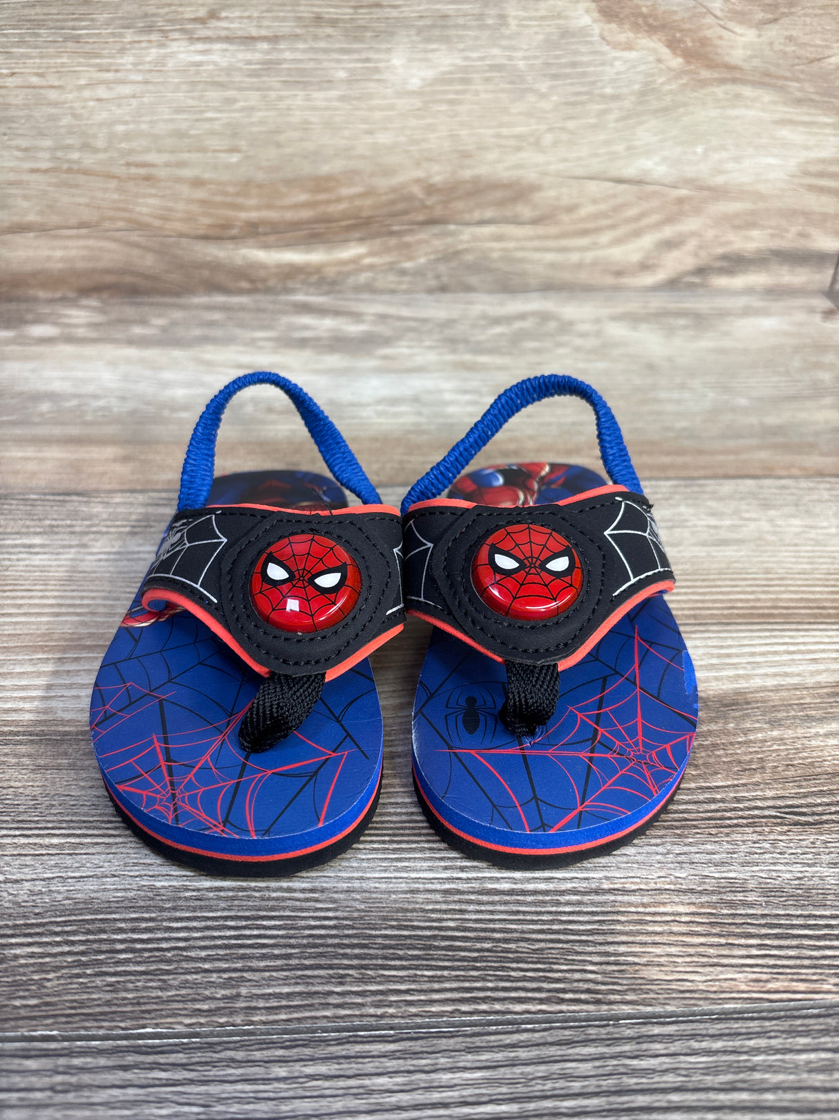 Marvel Spider-Man Light Up Flip Flop Sandals Blue sz 5-6c