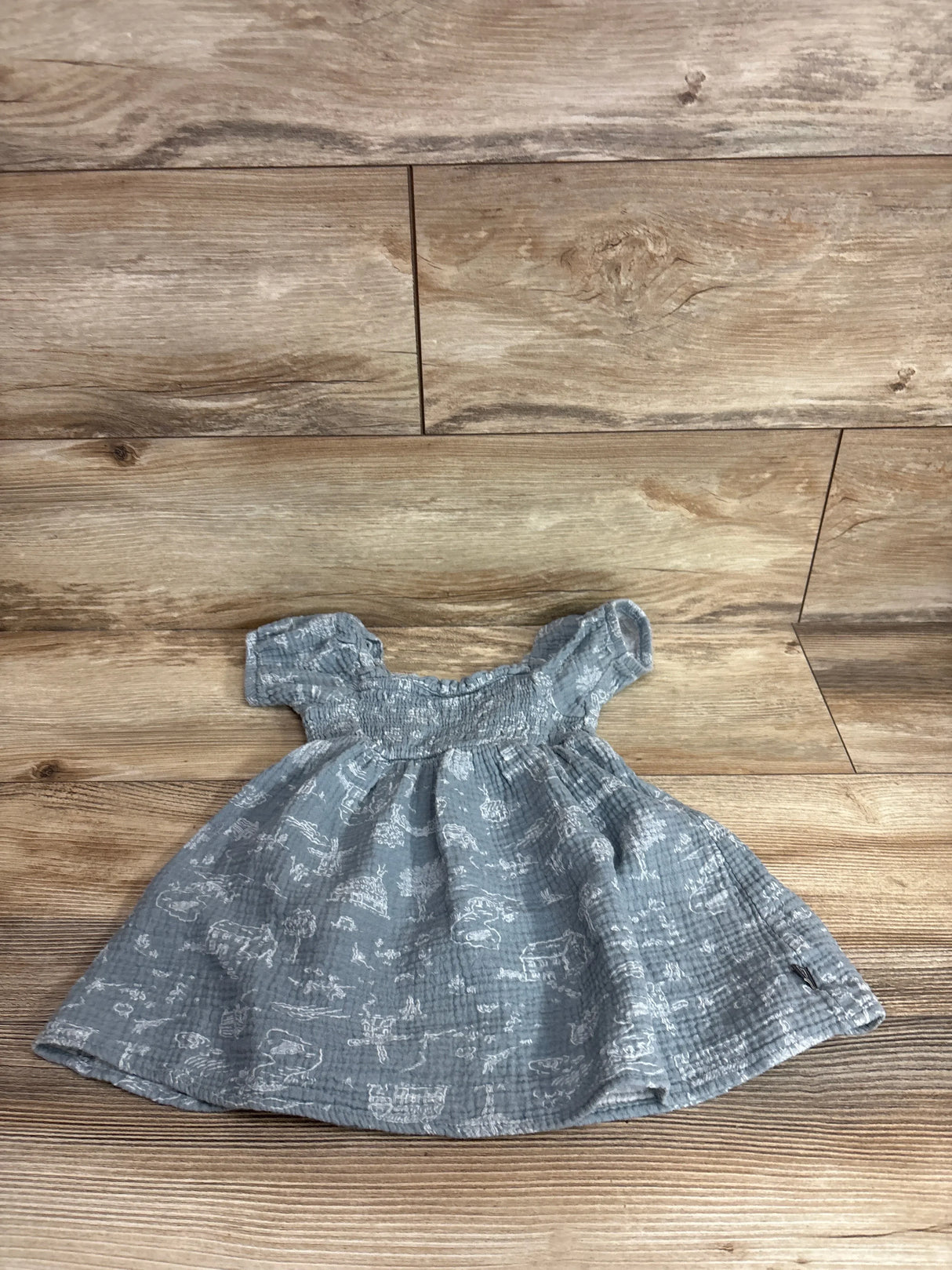 Modern Moments Smocked Gauze Dress Slate sz 18m