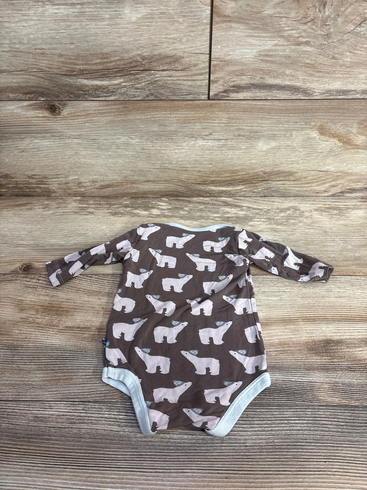 Kickee Kids Long Sleeve One Piece Polar Bear Print Brown sz 3-6m