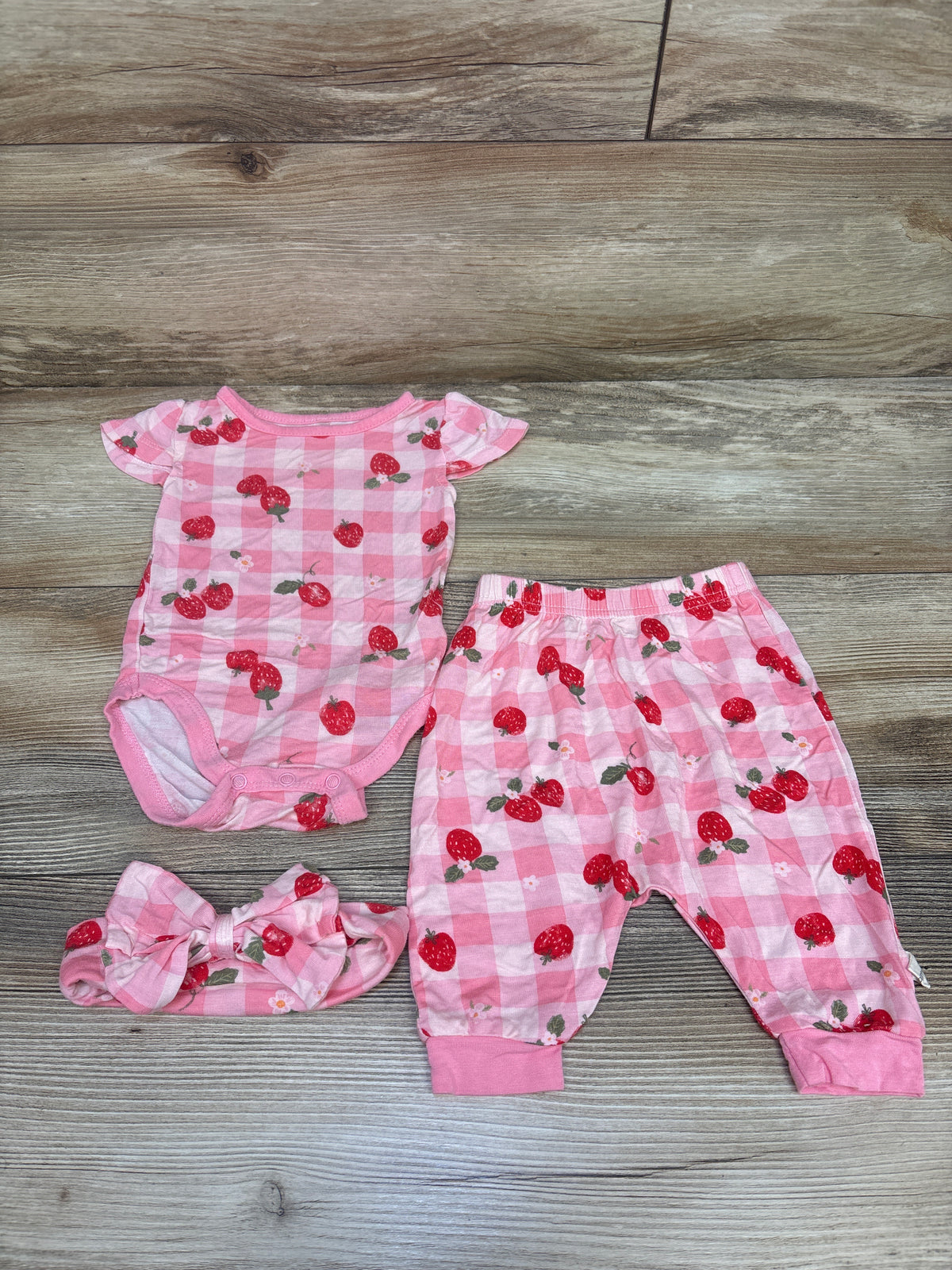 Milkberry 3pc Bamboo Bodysuit, Pants, & Headband Set Pink sz 0-3m