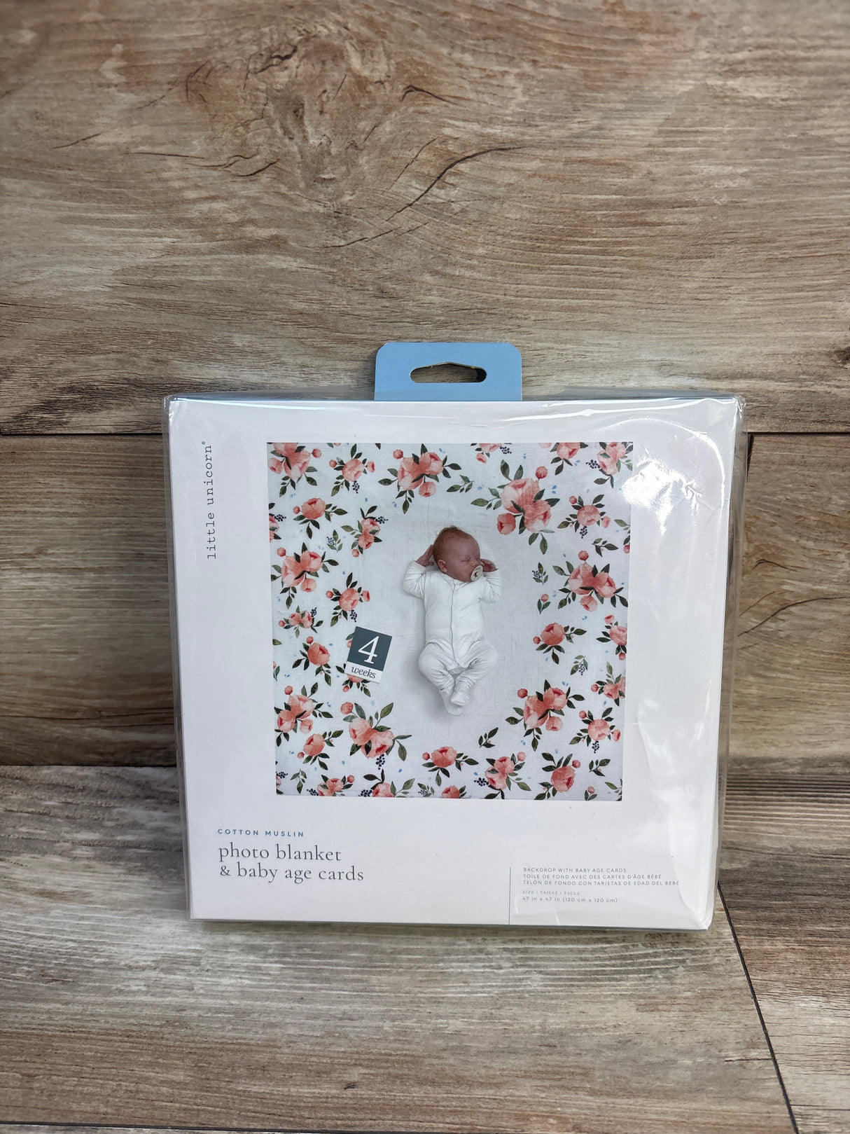 NEW Little Unicorn Photo Blanket & Baby Age Cards in Watercolor Roses