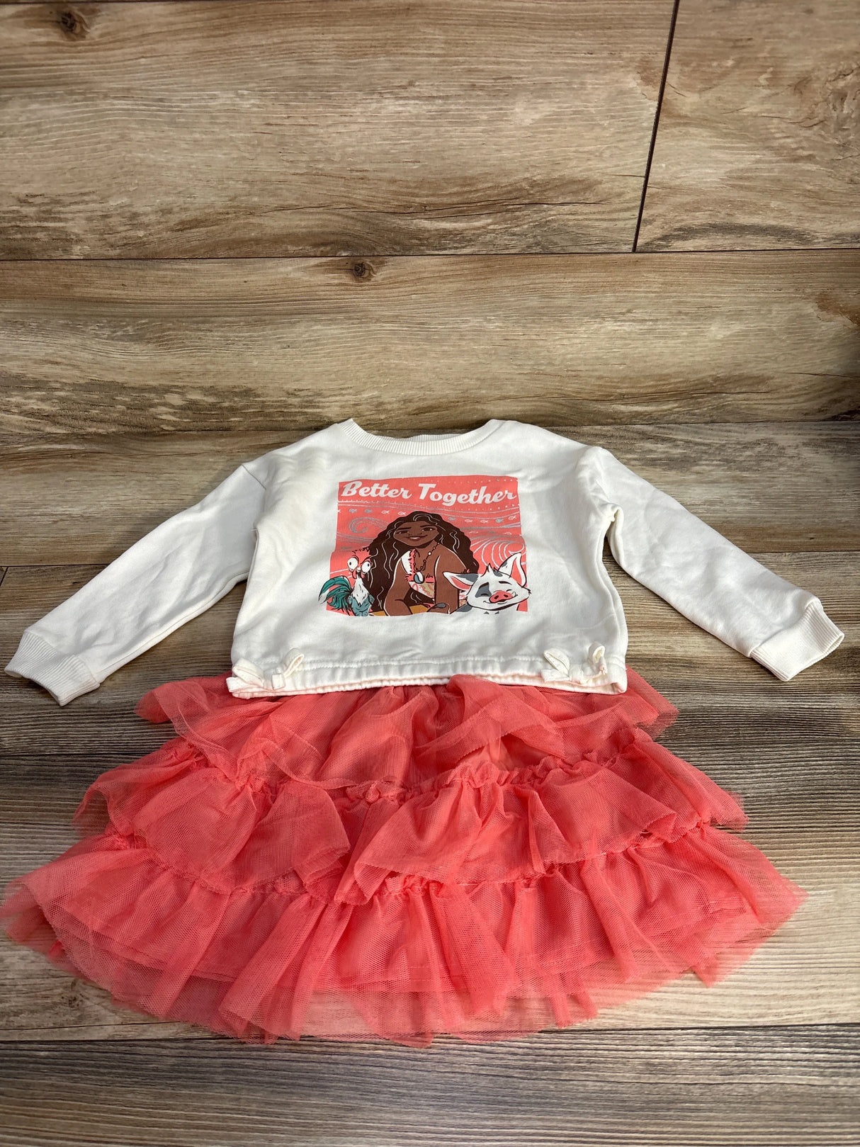 Disney Moana 2 Sweatshirt & Tutu 2pc Set White sz 3T