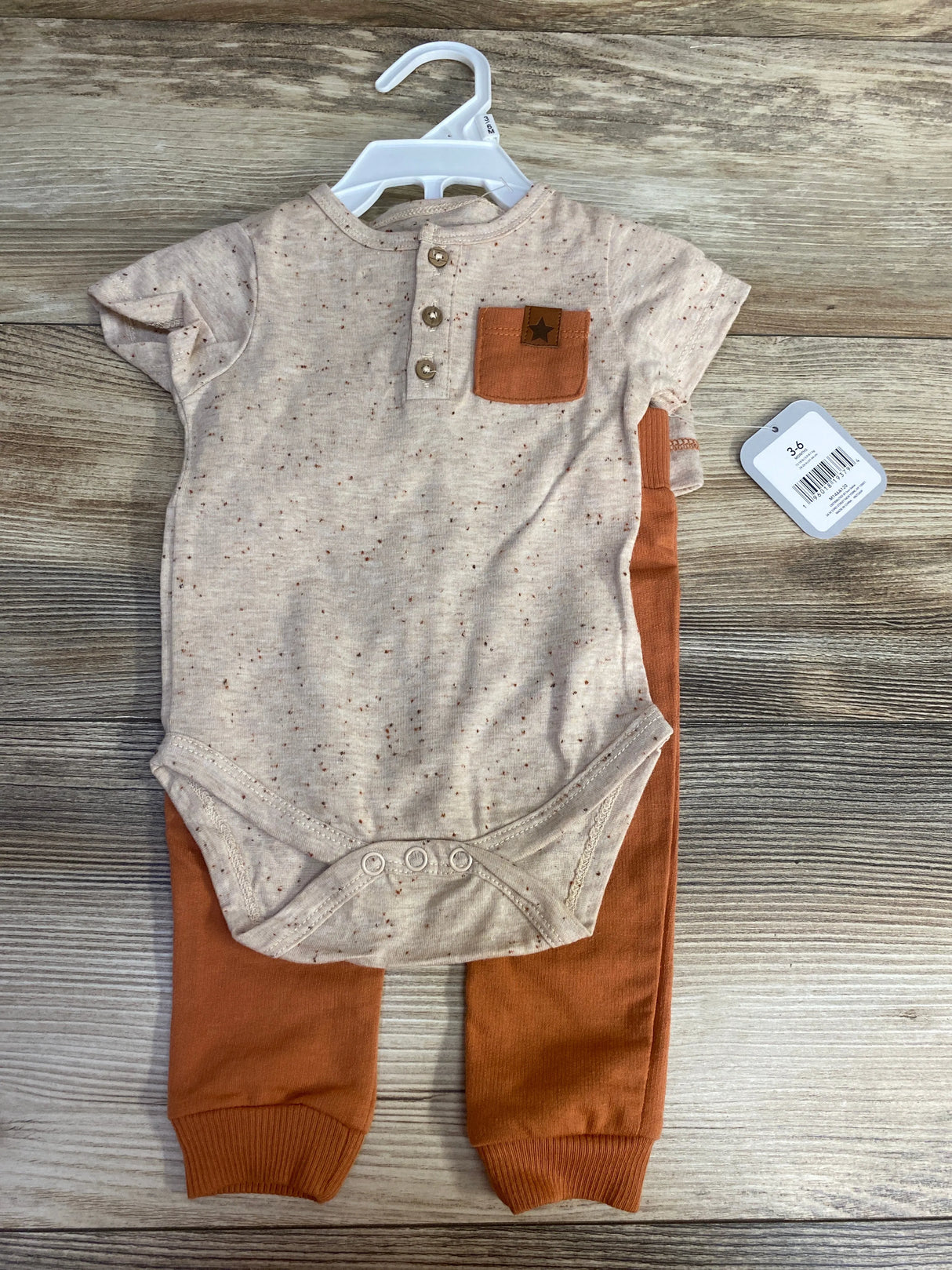 NEW Rene Rofe 3pc Henley Bodysuit Set Brown sz 3-6m