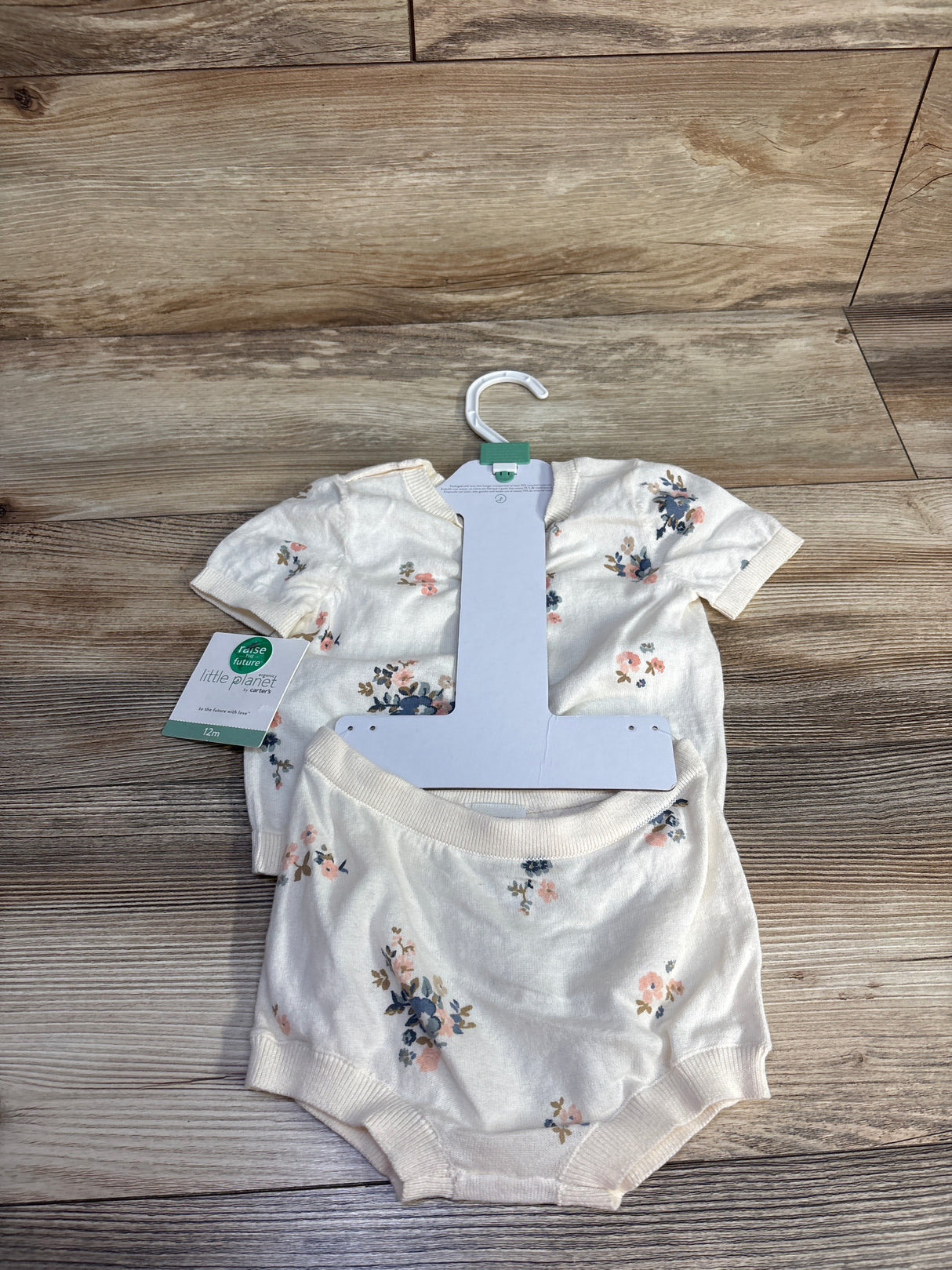 NEW Little Planet 2pc Organic Floral Shirt & Shirts Set Ivory sz 12m