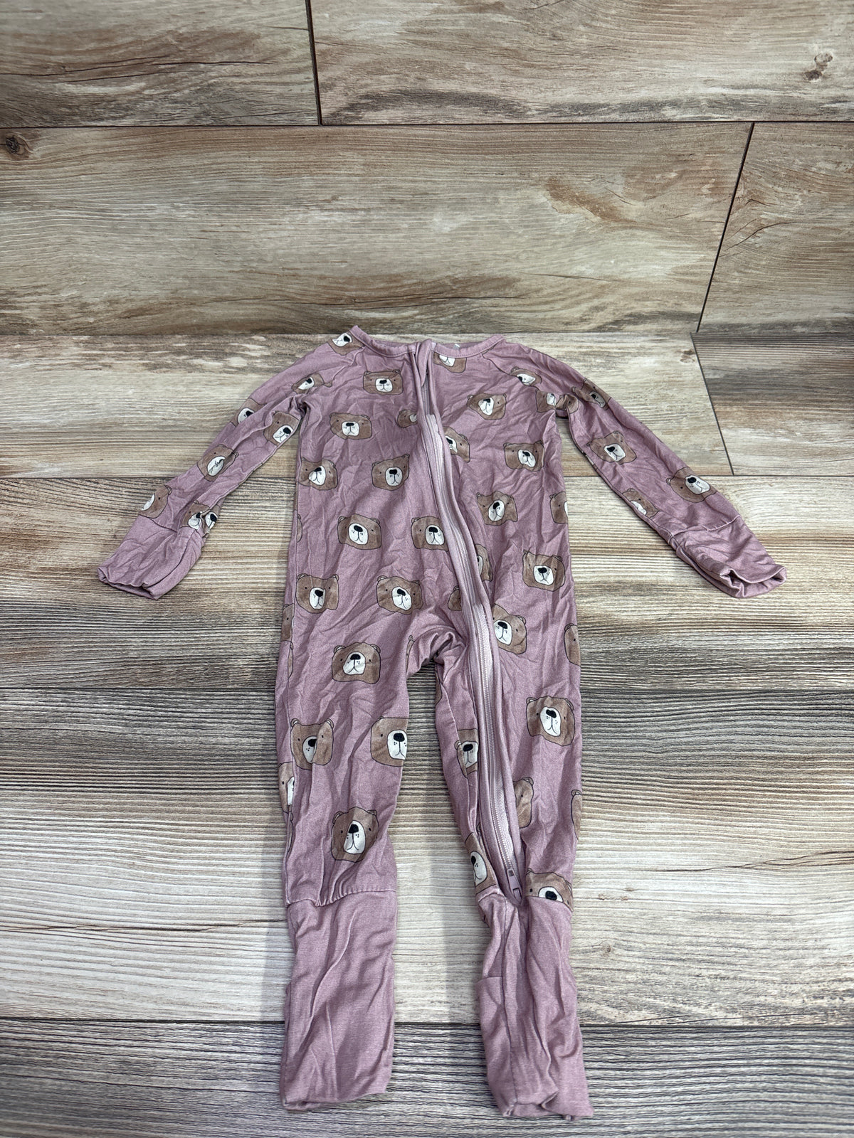 Little One Shop Bear Print Bamboo Convertible Sleeper Dusty Pink sz 6-12m