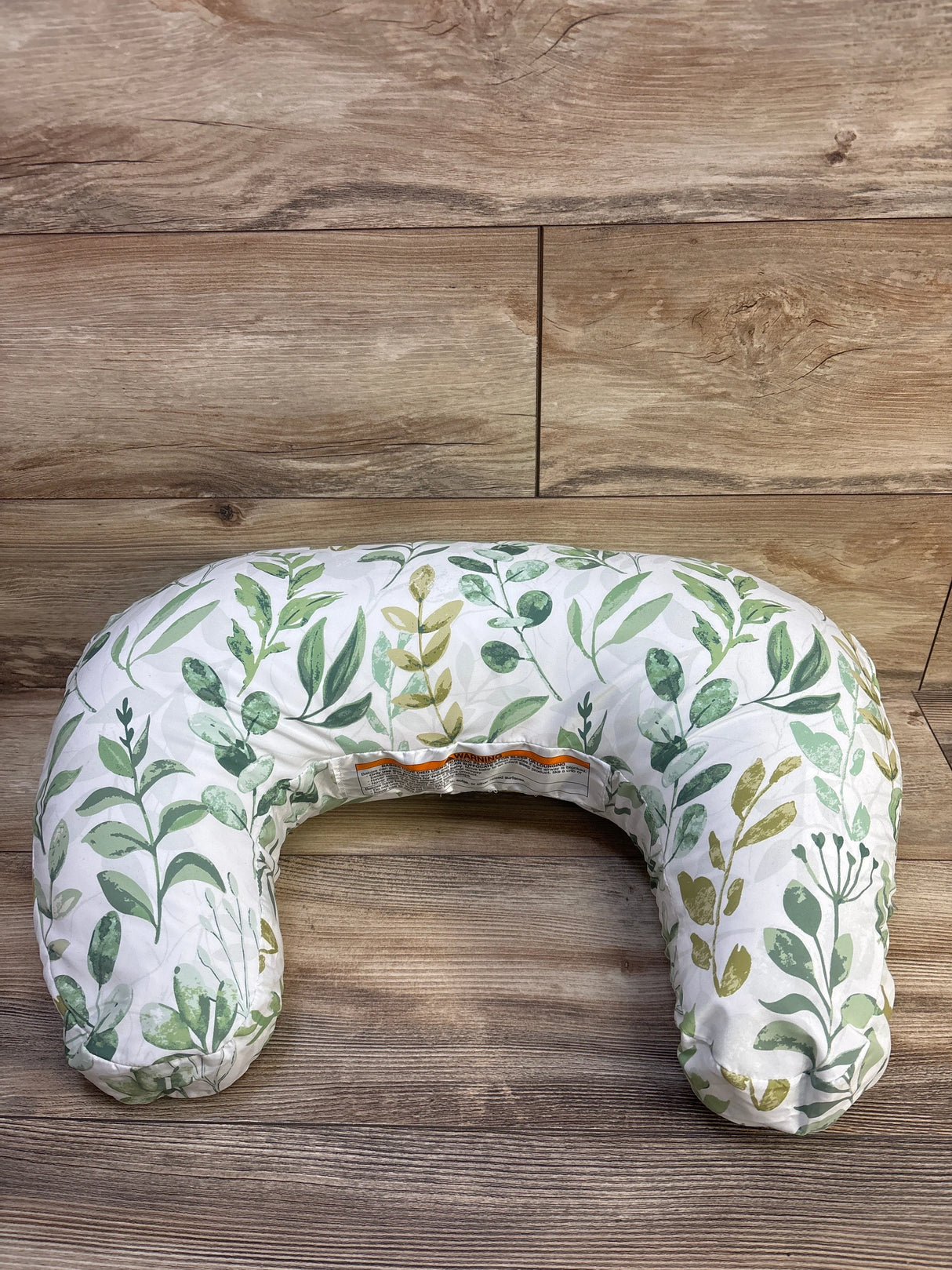 Boppy Nursing Pillow with Green Leaf Slipcover