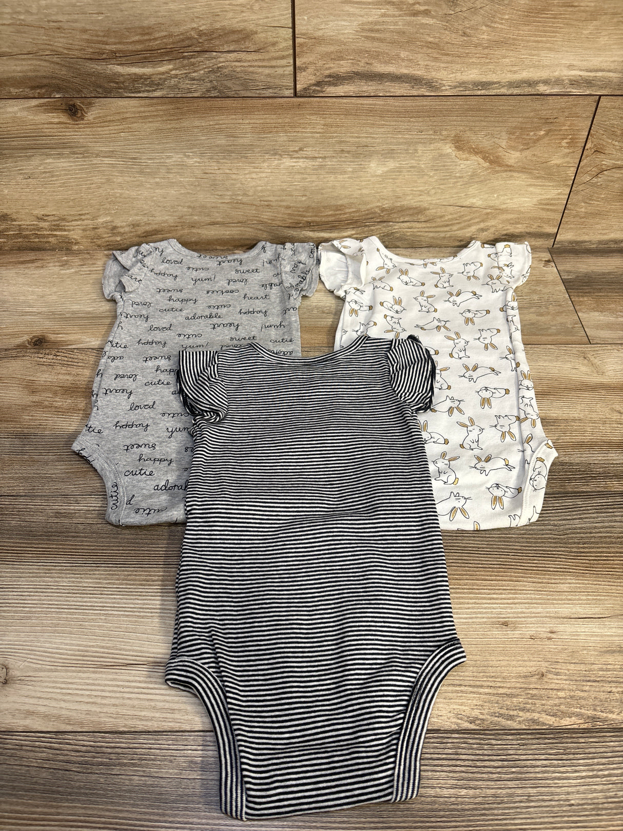 Carter's 3pk Flutter Sleeve Bodysuits Grey sz 9m