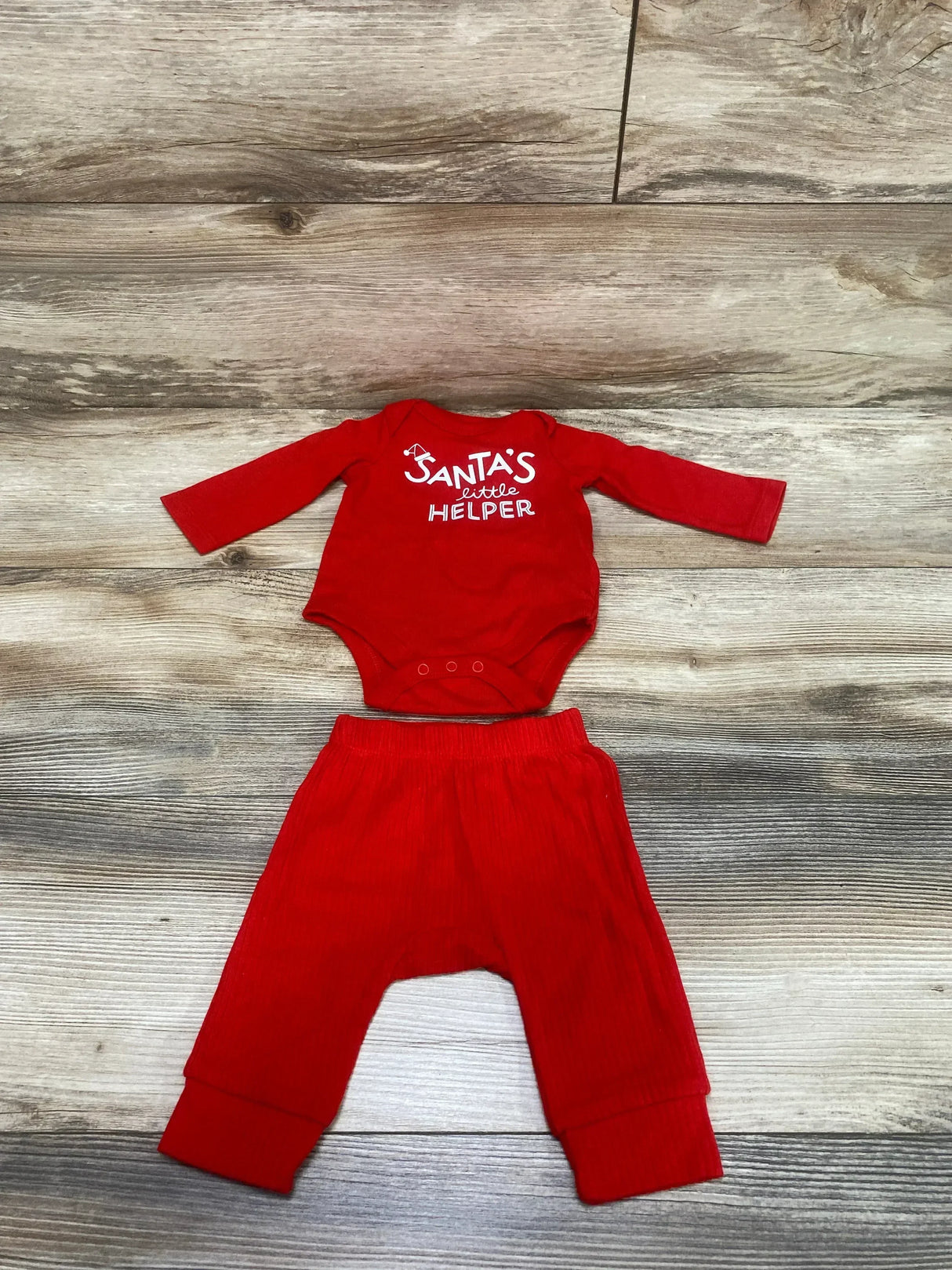 Cat & Jack 2pc Santa's Little Helper Bodysuit & Pants Set Red sz Newborn - Me n Mommy To Be