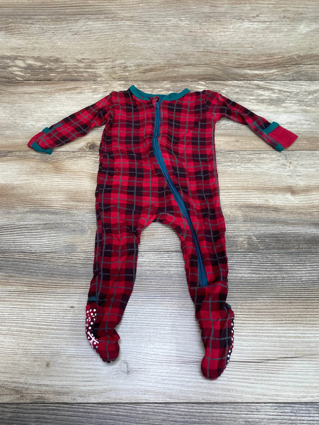 KicKee Pants Anniversary Plaid Footie Red sz 3-6m - Me n Mommy To Be
