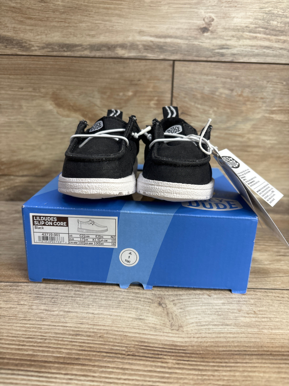 NEW LilDude by Hey Dude Slip On Core Sneakers Black sz 2c