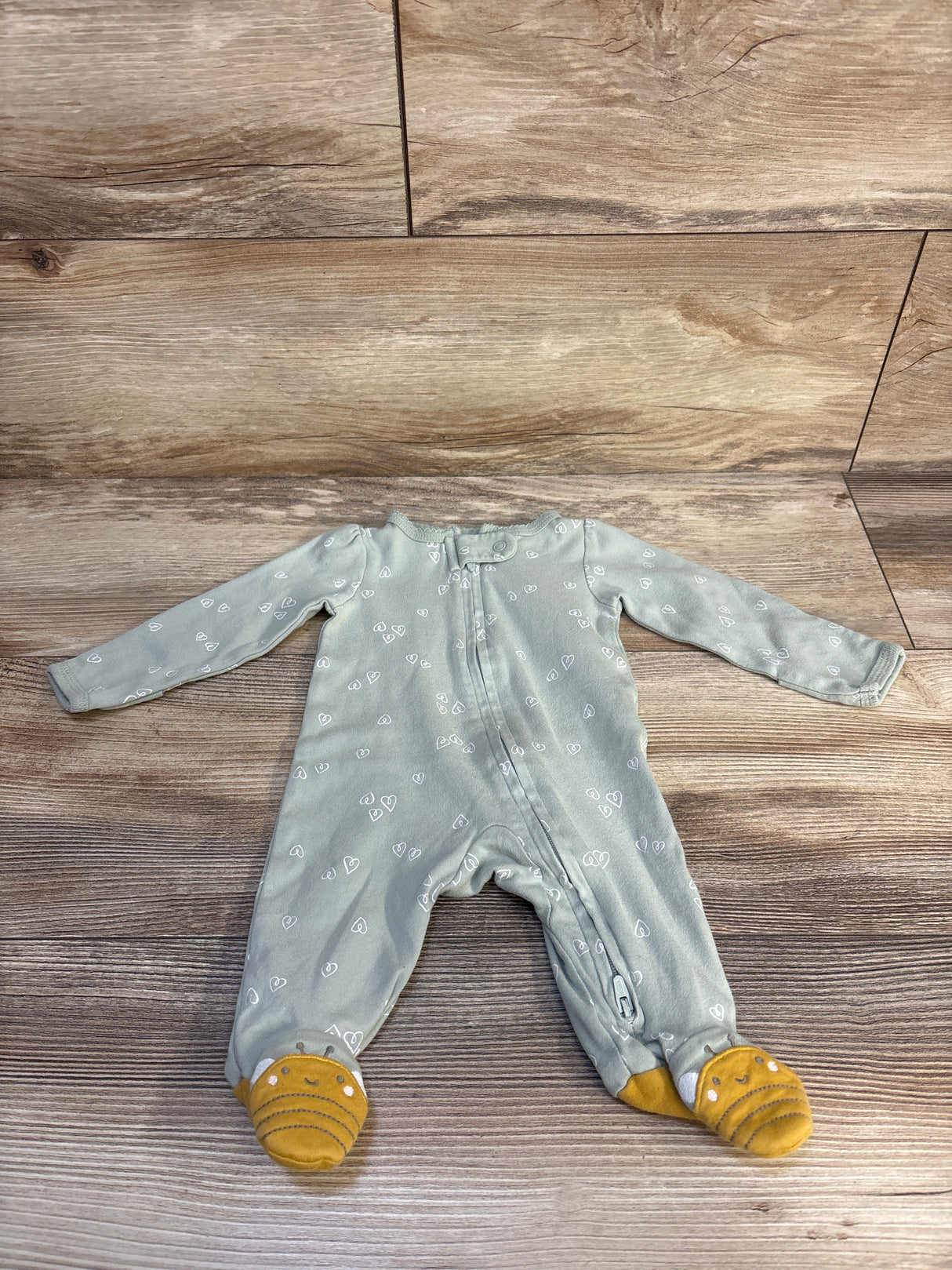 Carter's Heart Print Sleeper Sage sz Newborn