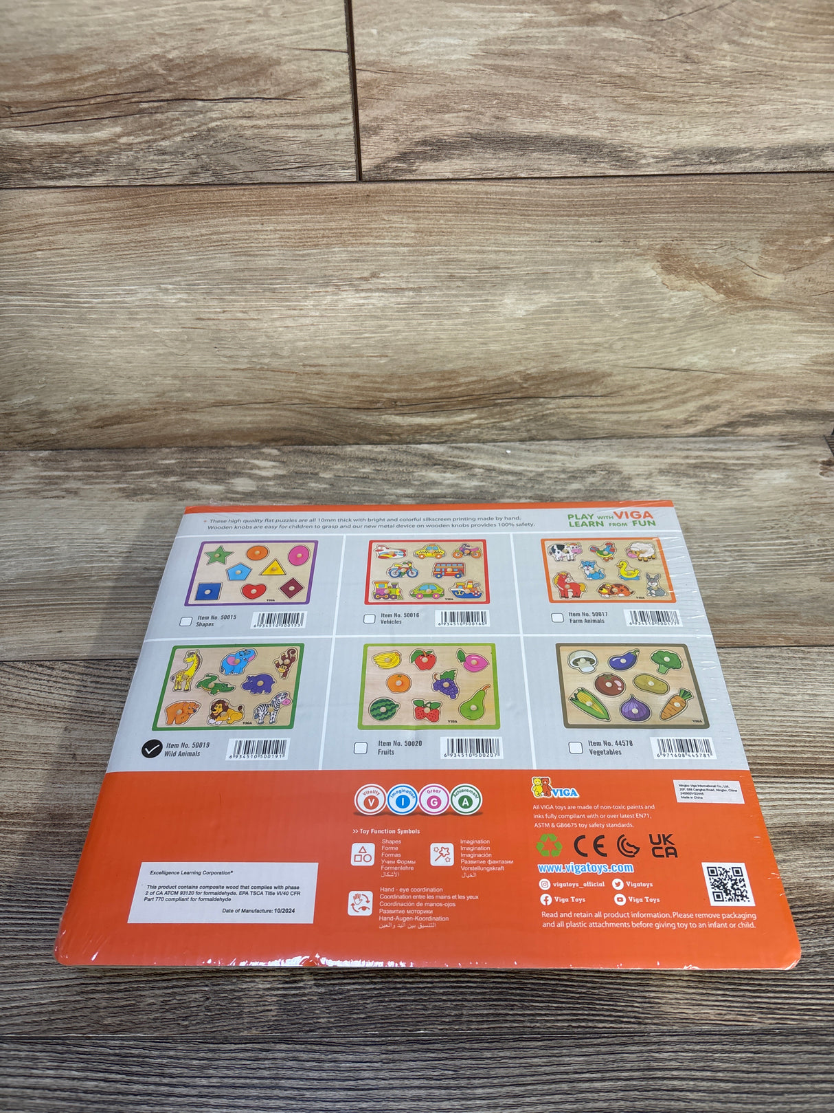 NEW Viga Wooden Knob Puzzle - Animals 8pc