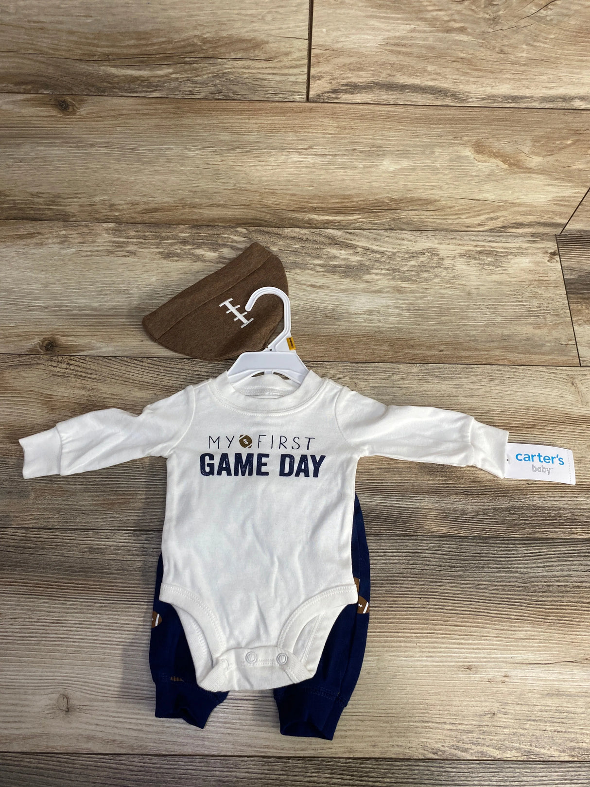NEW Carter's 3pc My First Game Day Bodysuit Set White sz Newborn