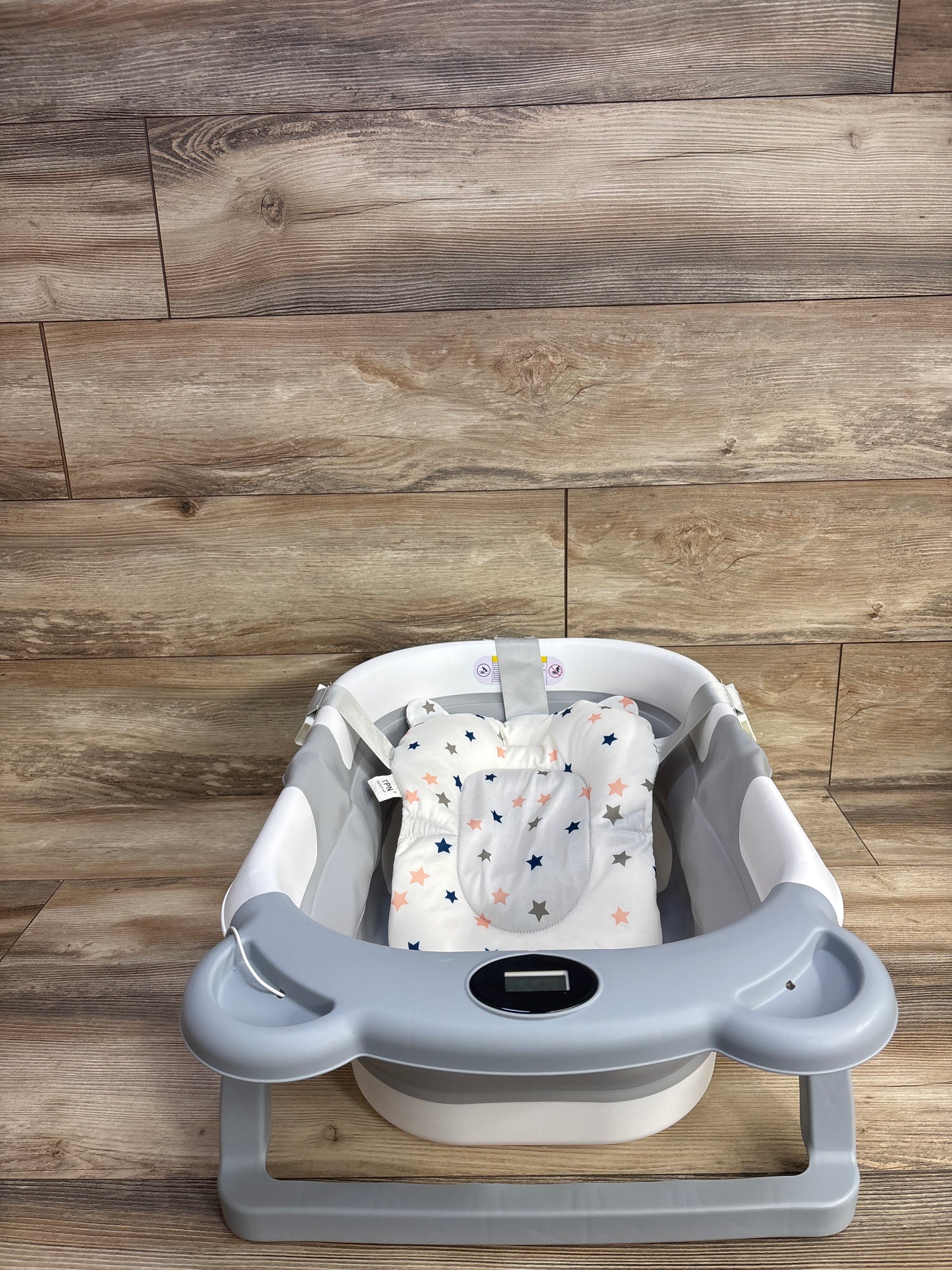 TPN Collapsible Baby Bathtub w/ Thermometer - Grey