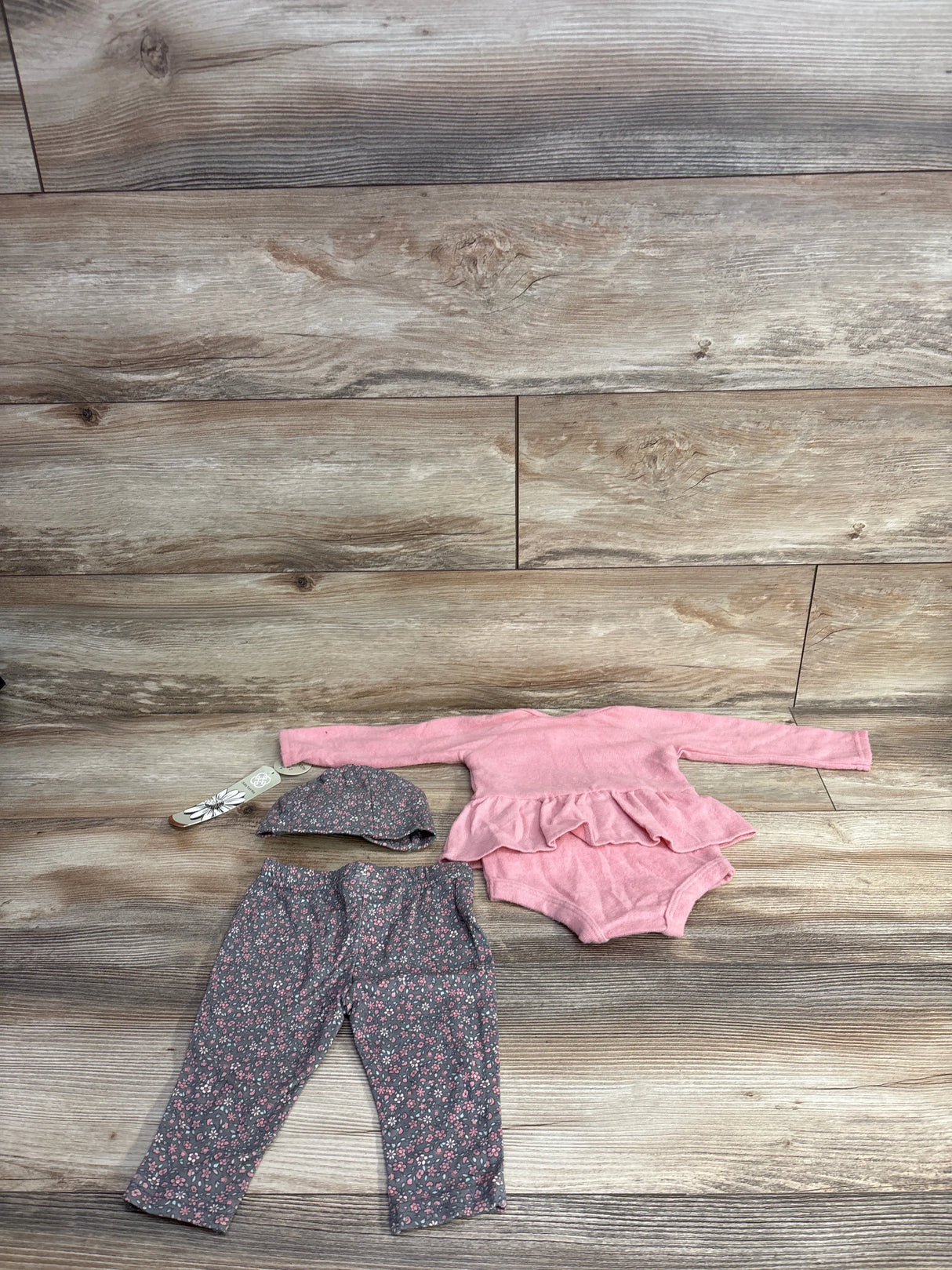 NEW Daisy Fuentes 3pc Bodysuit Dress Set Pink sz 6-9m