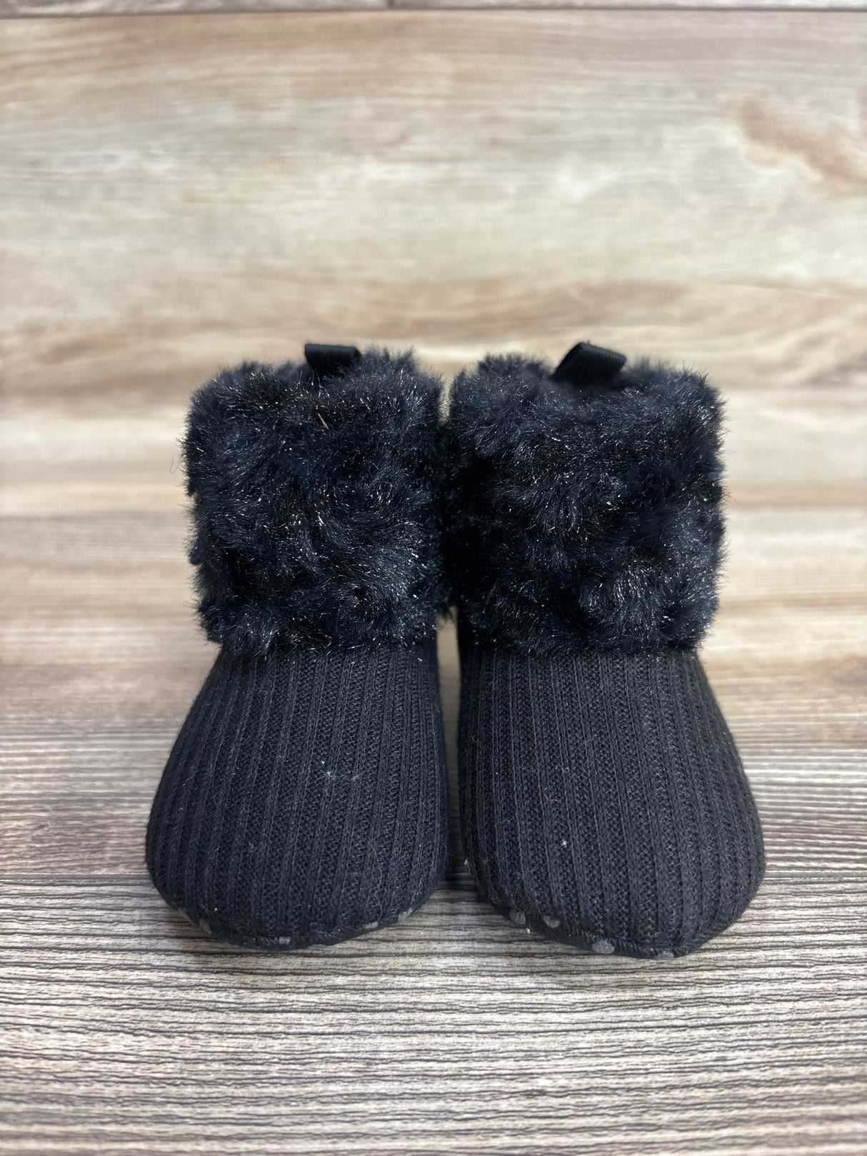 Faux Fur Cuff Baby Booties Black sz 2/3c