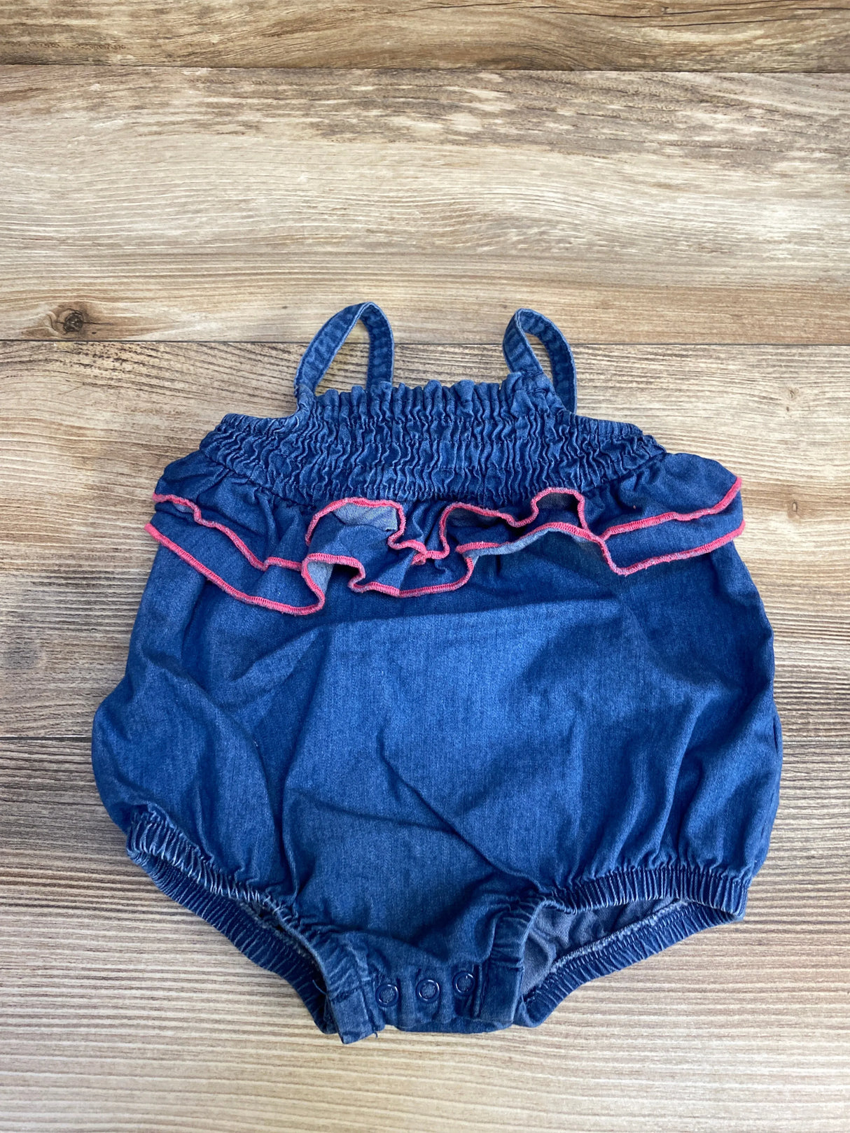 Cat & Jack Ruffle Chambray Romper Blue sz 0-3m - Me n Mommy To Be