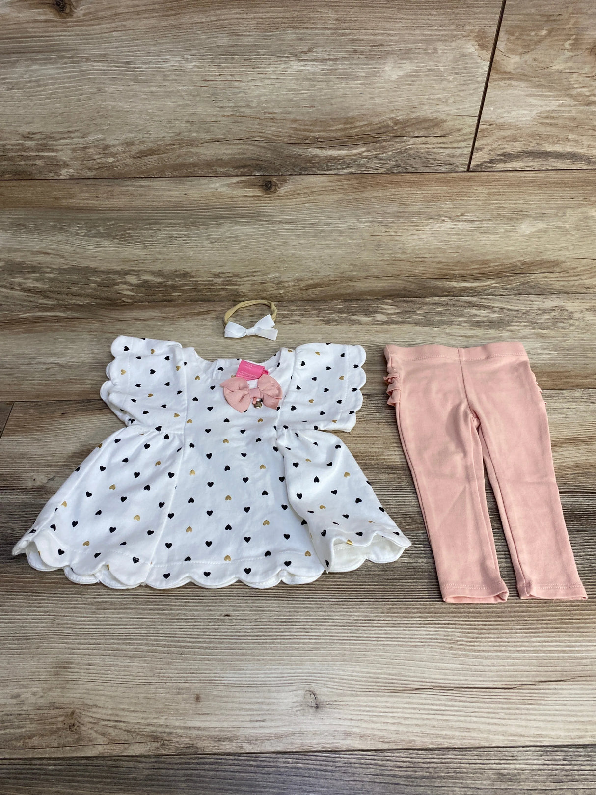Isaac Mizrahi 3pc Heart Print Top & Leggings White sz 3-6m - Me n Mommy To Be