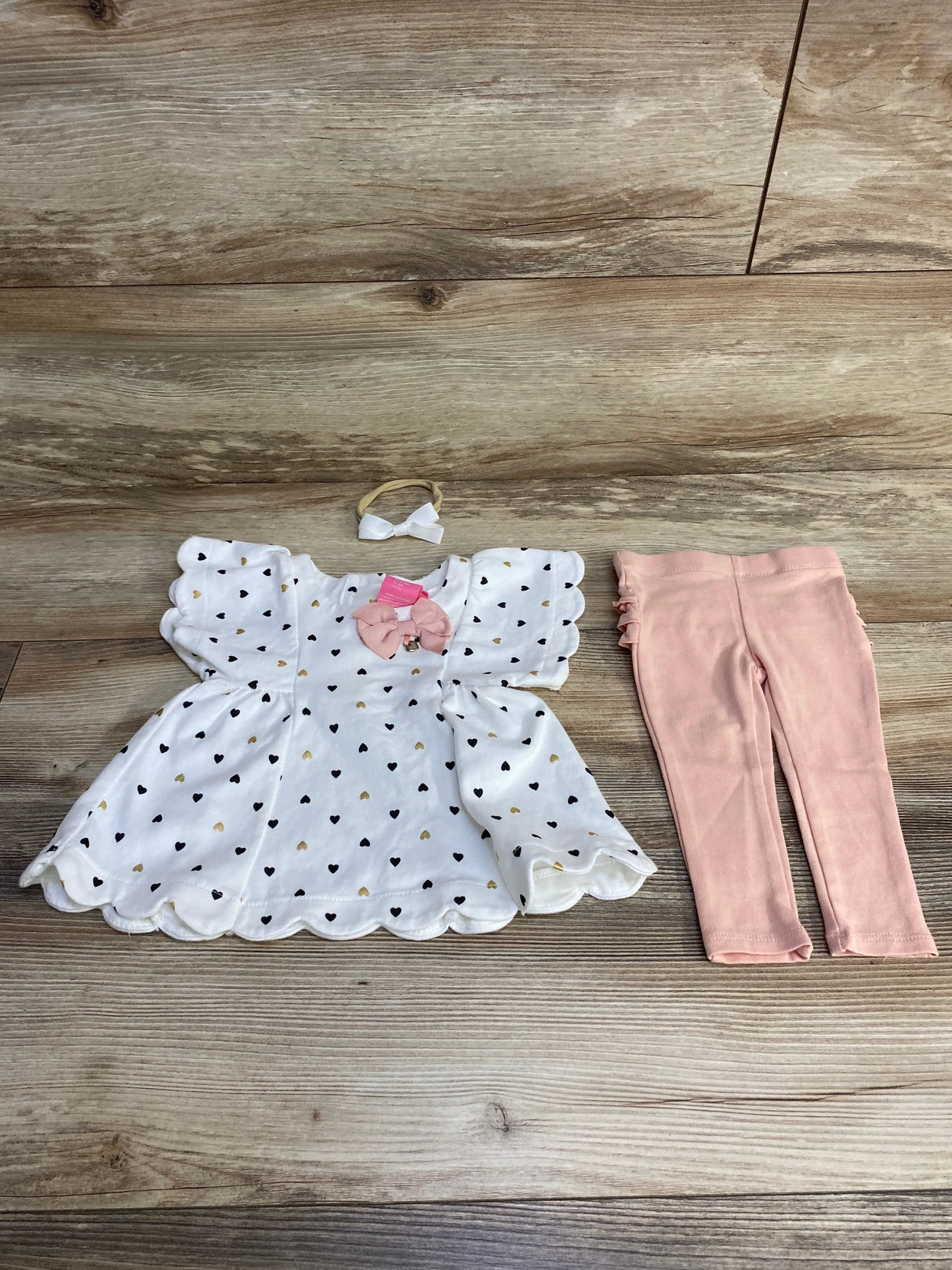 Isaac Mizrahi 3pc Heart Print Top & Leggings White sz 3-6m - Me n Mommy To Be