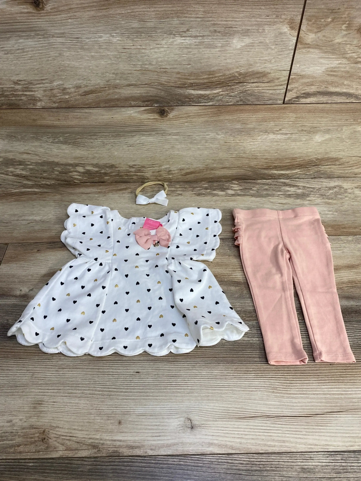 Isaac Mizrahi 3pc Heart Print Top & Leggings White sz 3-6m - Me n Mommy To Be
