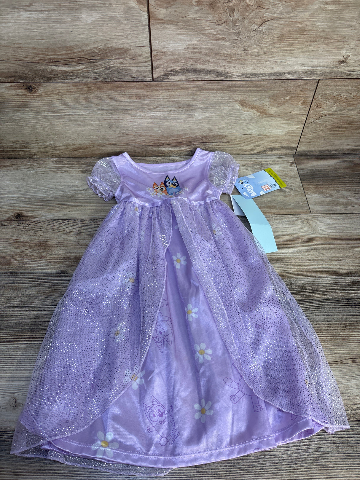 NEW Bluey and Bingo Lilac Purple Floral Satinet and Tulle Nightgown sz 2T