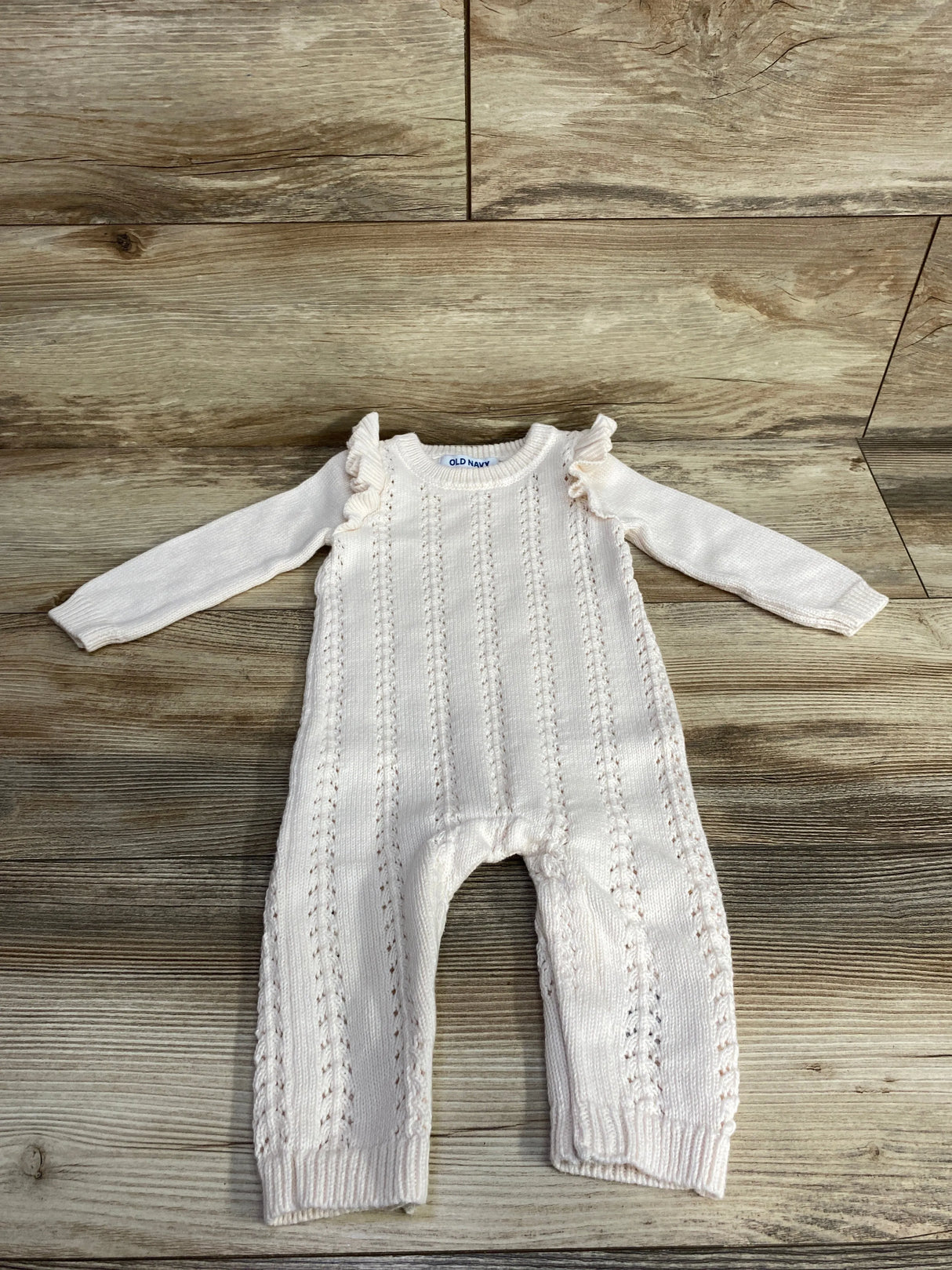 Old Navy Ruffled Knitted Coverall Ivory sz 6-12m