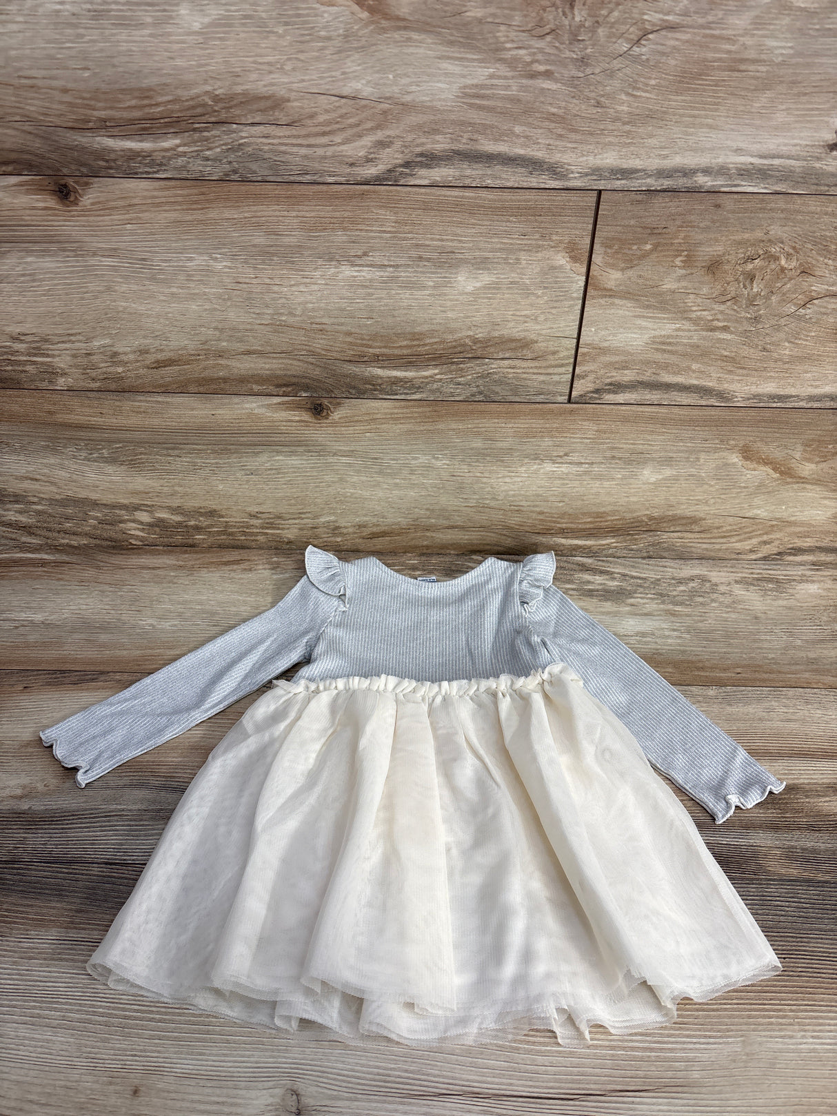 Old Navy Fit & Flare Rib Knit Ruffle Tutu Dress Grey sz 18-24m