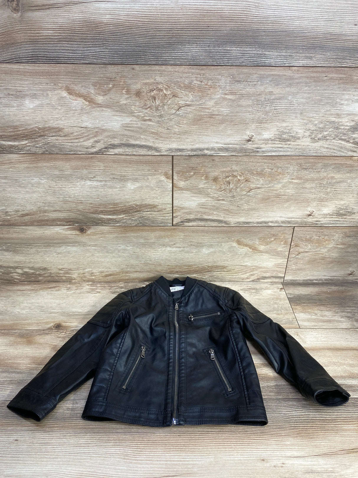 H&M Leather Biker Jacket Black sz 4-5T