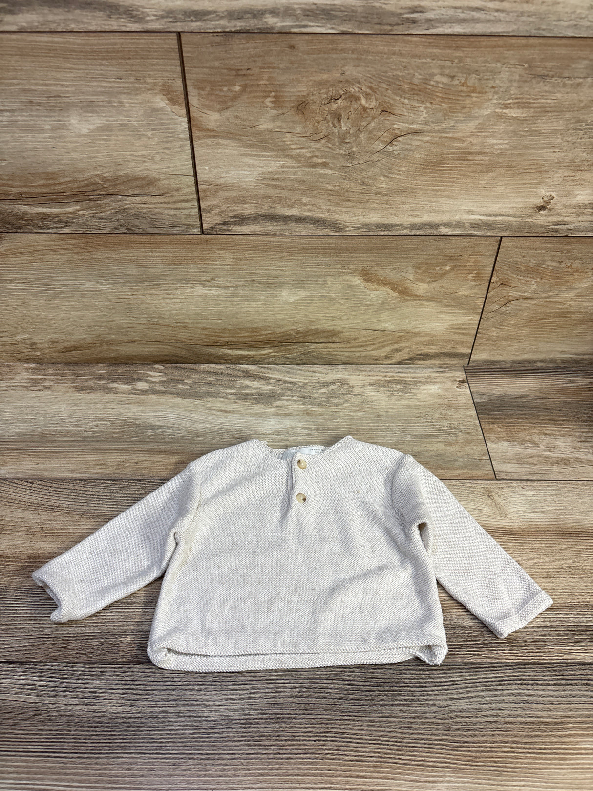 Zara Knit Henley Shirt Ivory sz 3-6m