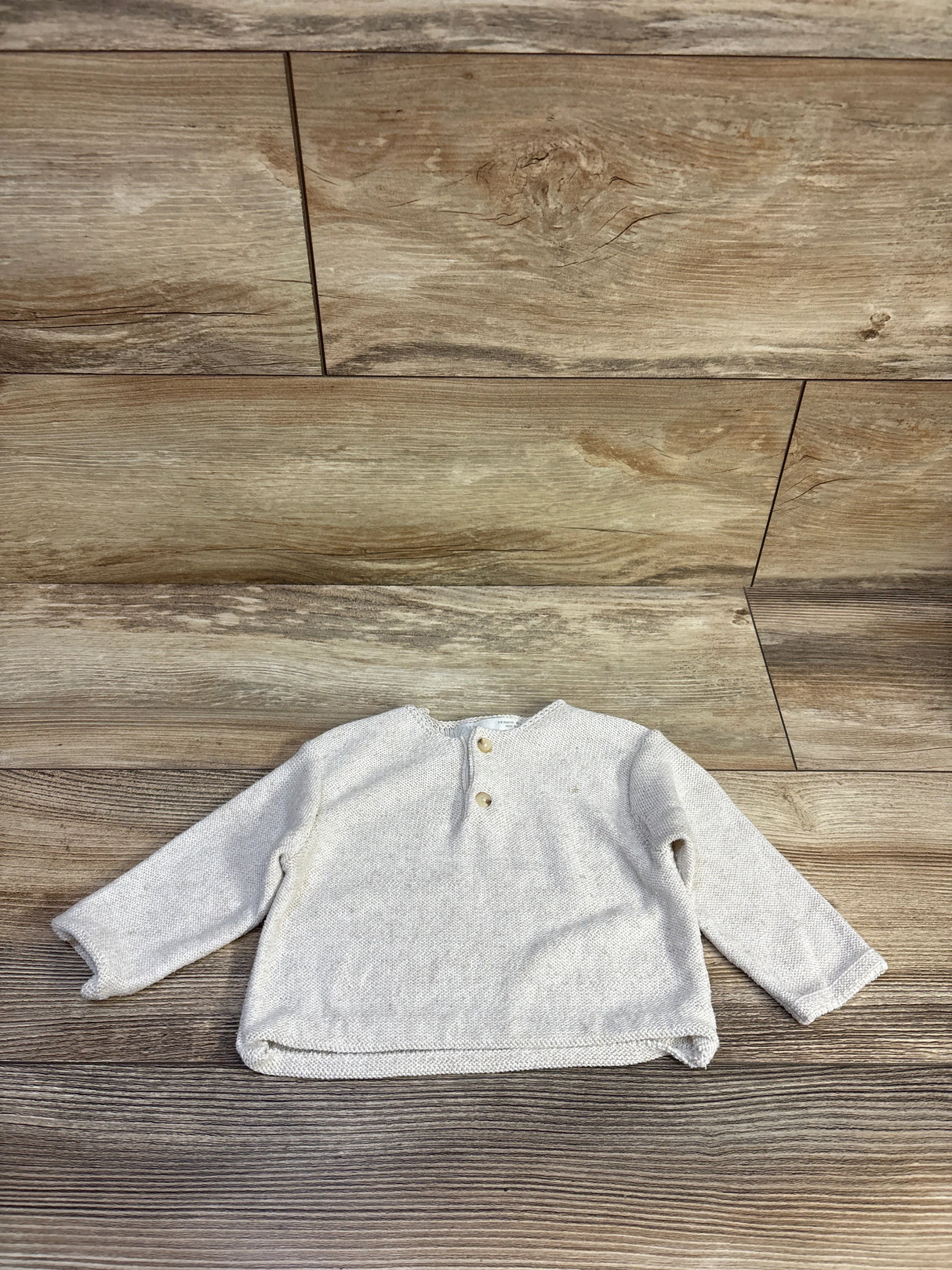 Zara Knit Henley Shirt Ivory sz 3-6m
