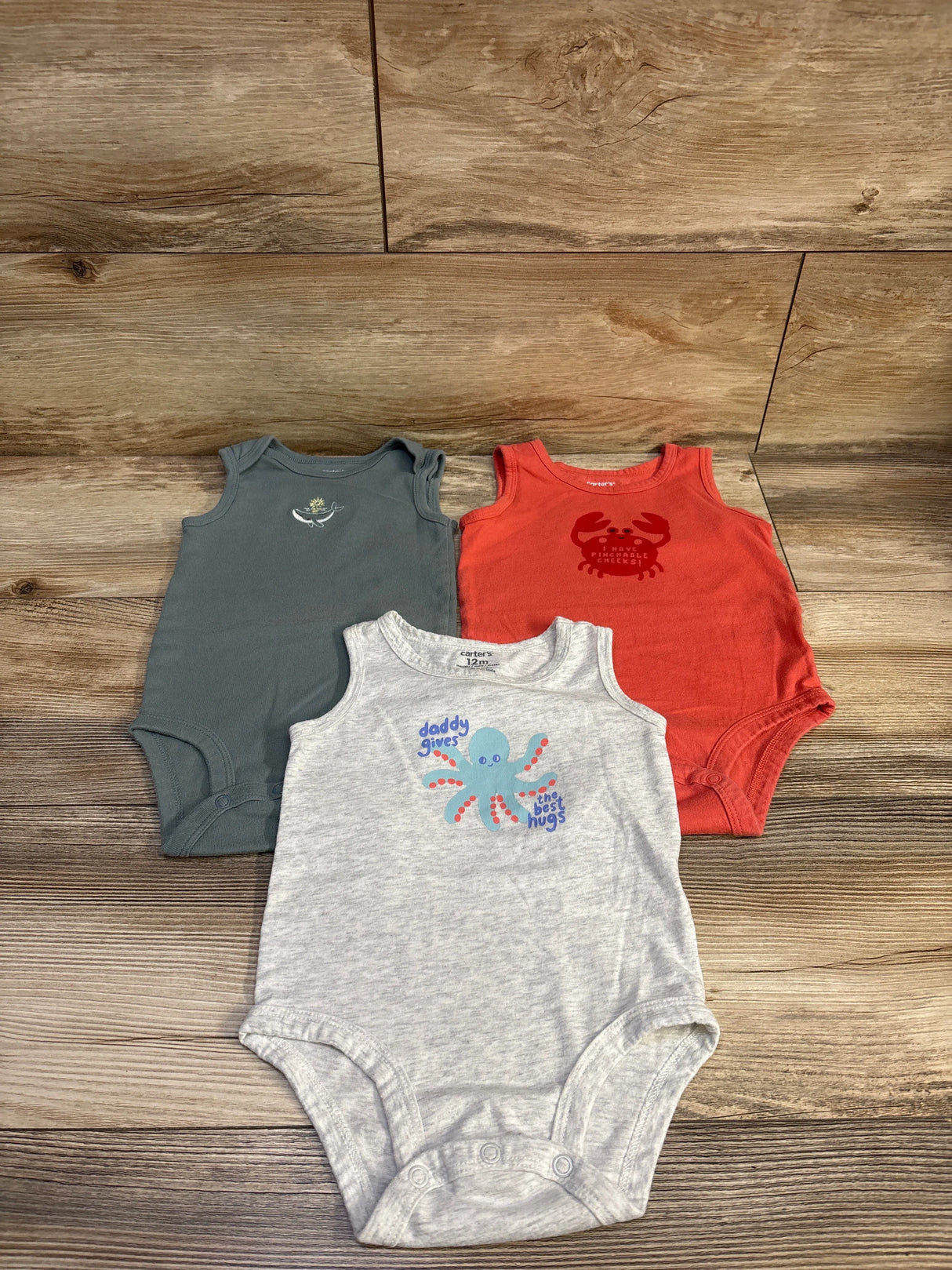 Carter's 3pk Bodysuits Grey sz 12m