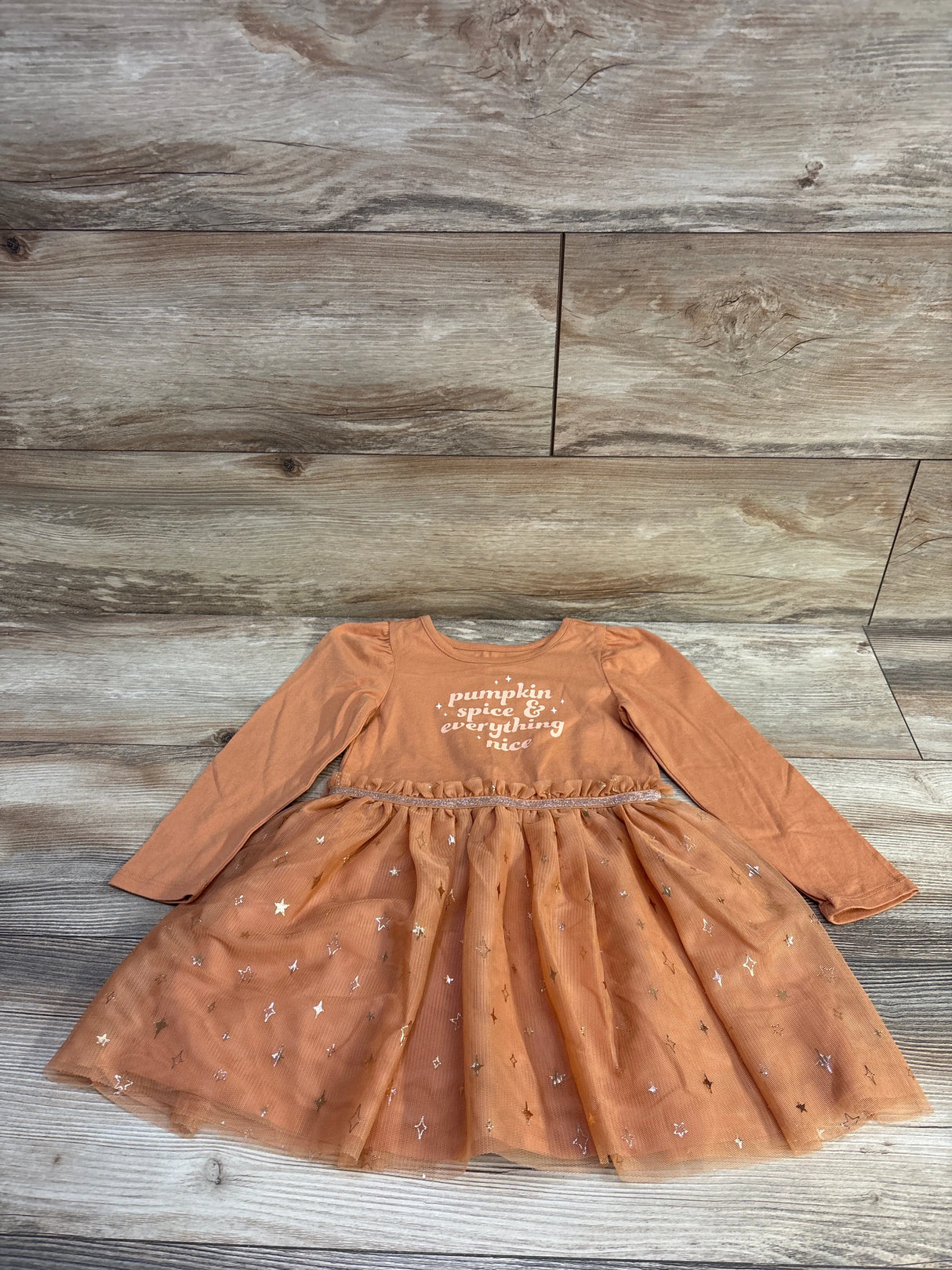 Cat & Jack Pumpkin Spice & Everything Nice Tulle Dress Orange sz 3T